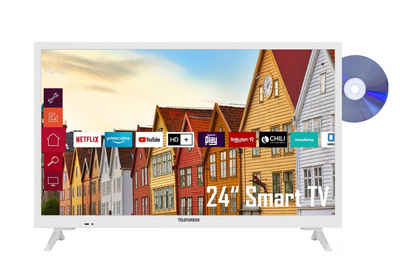 Telefunken XH24K550D-W LCD-LED Fernseher (60 cm/24 Zoll, HD-ready, Smart TV, HDR, Triple-Tuner, DVD-Player, 6 Monate HD+ inklusive)