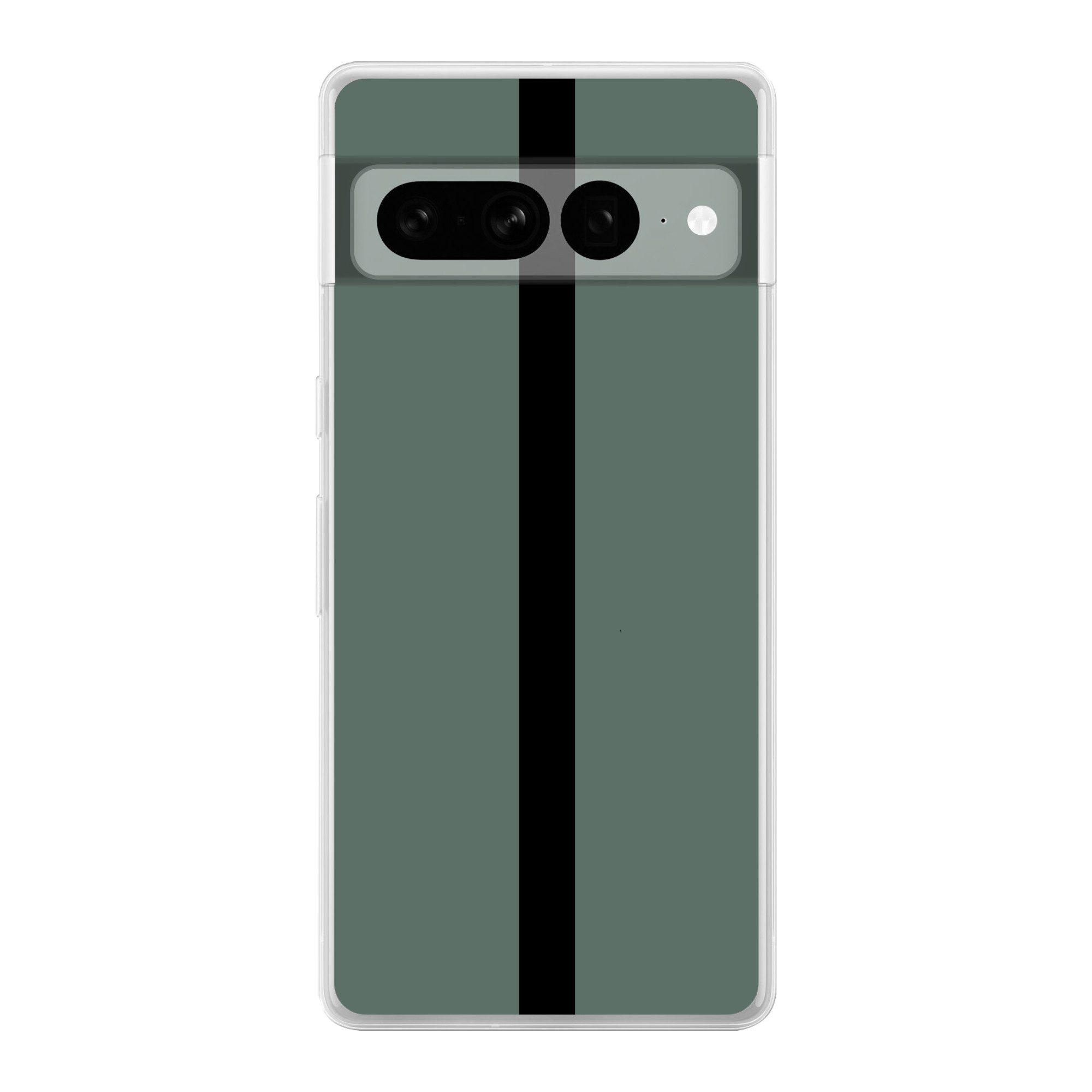 MuchoWow Handyhülle für Google Pixel 7 Pro Grün - Schwarz - Gestreift - Minimalistisch, Phone Case, Silikon, Schutzhülle Dünn