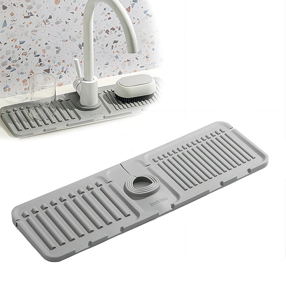 Abtropfmatte Silikon Wasserhahn Matte,Schneidbar Spüle Splash Guard Matte für Küche