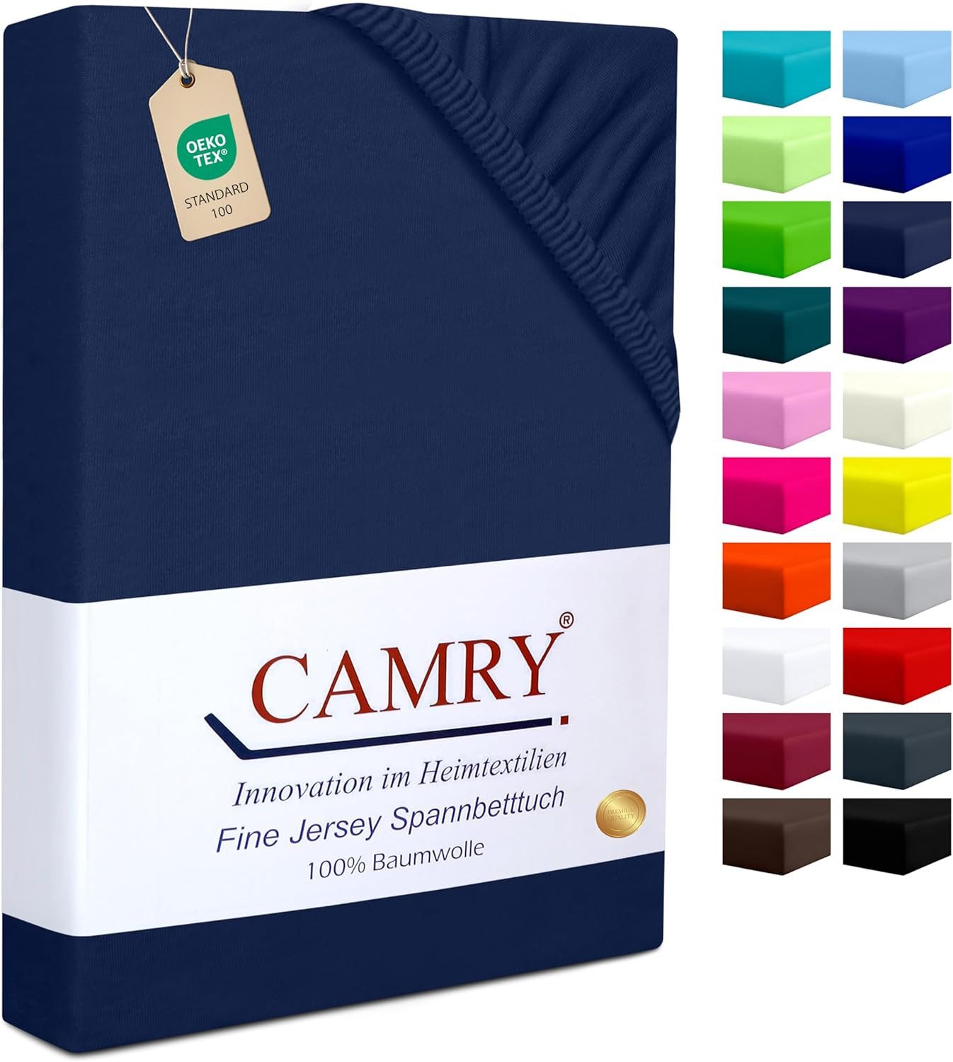 Camry Spannbettlaken CLASSIC Jersey 100% Baumwolle Spannbetttuch atmungsaktiv Gummizug, Jersey Baumwolle, Gummizug: rundum, 100% Baumwolle, alle Matratzenhöhen, atmungsaktiv, pflegeleicht