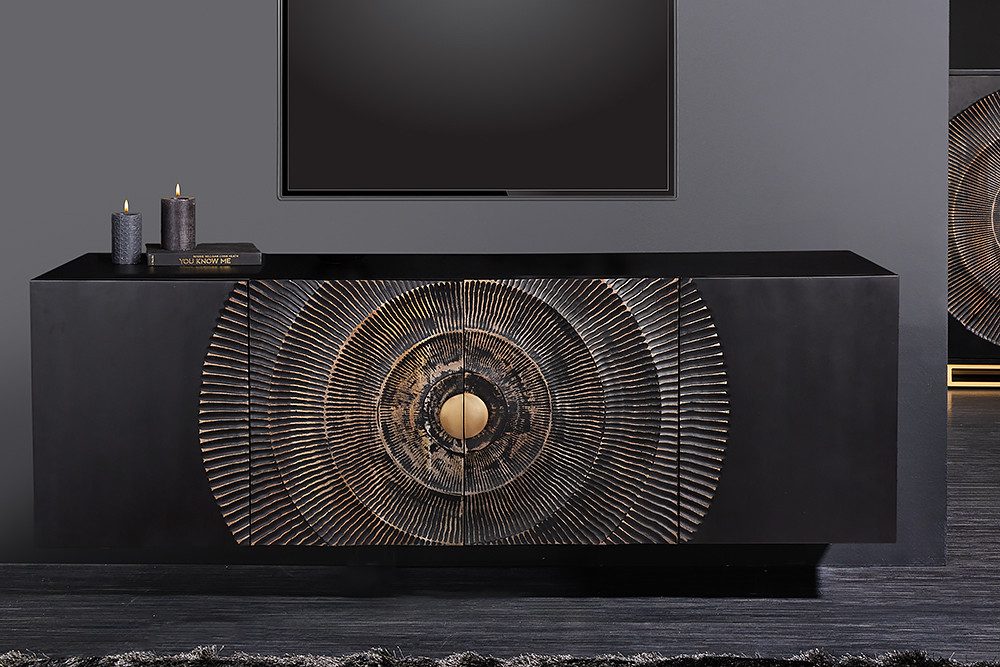 riess-ambiente Lowboard GOLDEN SUNSET 180cm schwarz / gold (Einzelartikel, 1 St), GOLDEN SUNSET