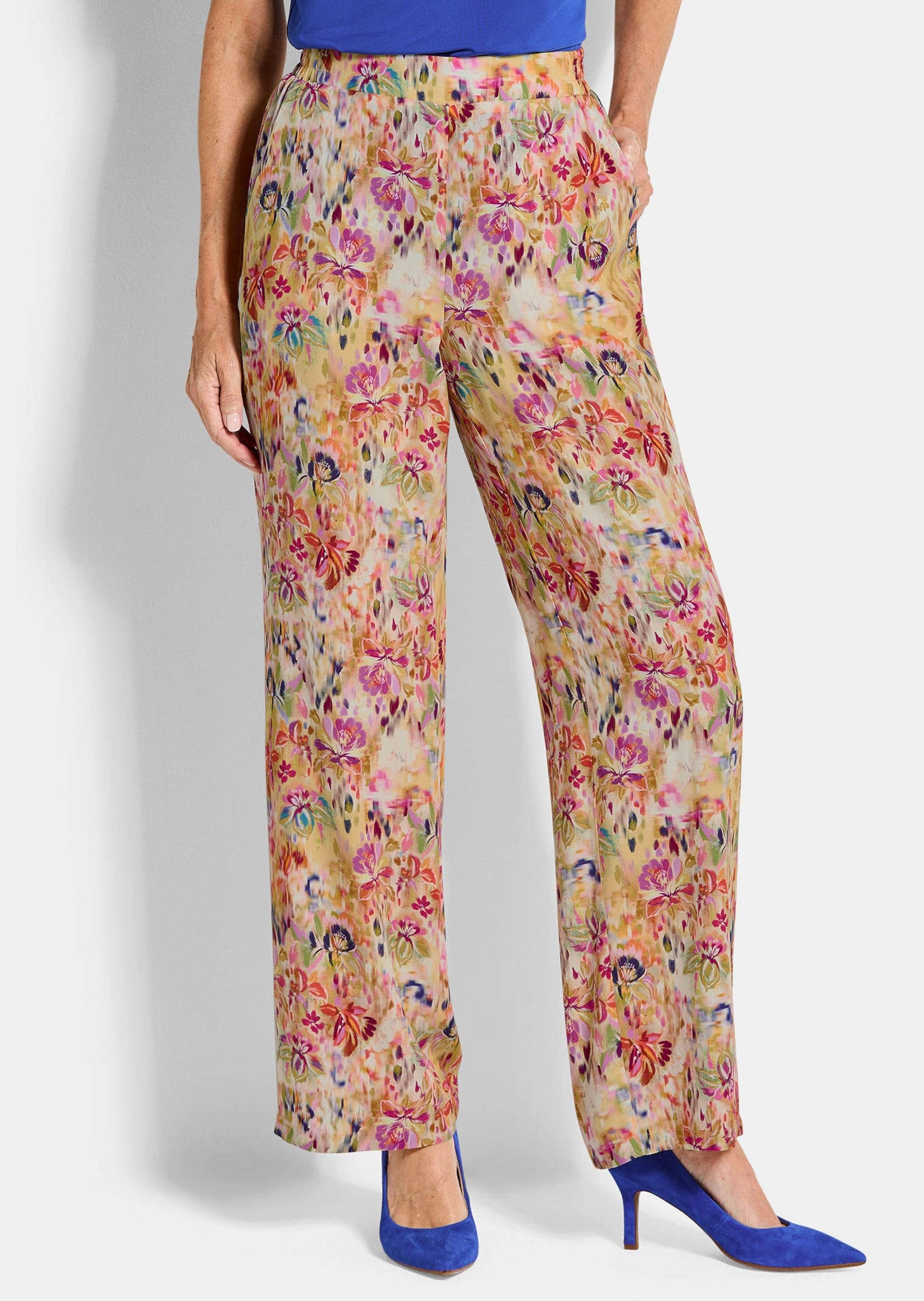 Stoffhose Schlupfhose mit floralem Print