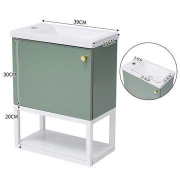 HIYORI Waschbecken Badezimmermöbel Waschbecken mit Waschtischunterschrank 40 cm, Waschtischunterschrank, Waschtischunterschrank hängend