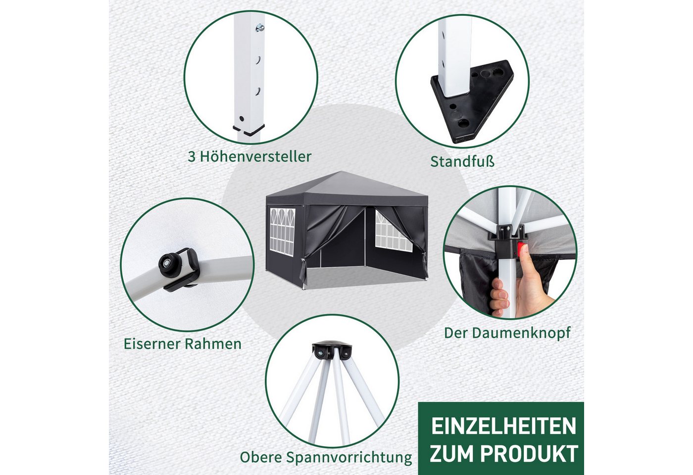 Thumbnail - VINGLI Faltpavillon Pop Out Faltpavillon, BxT: 300x300 cm, mit 4 Seitenteilen, inkl. Tragetasche