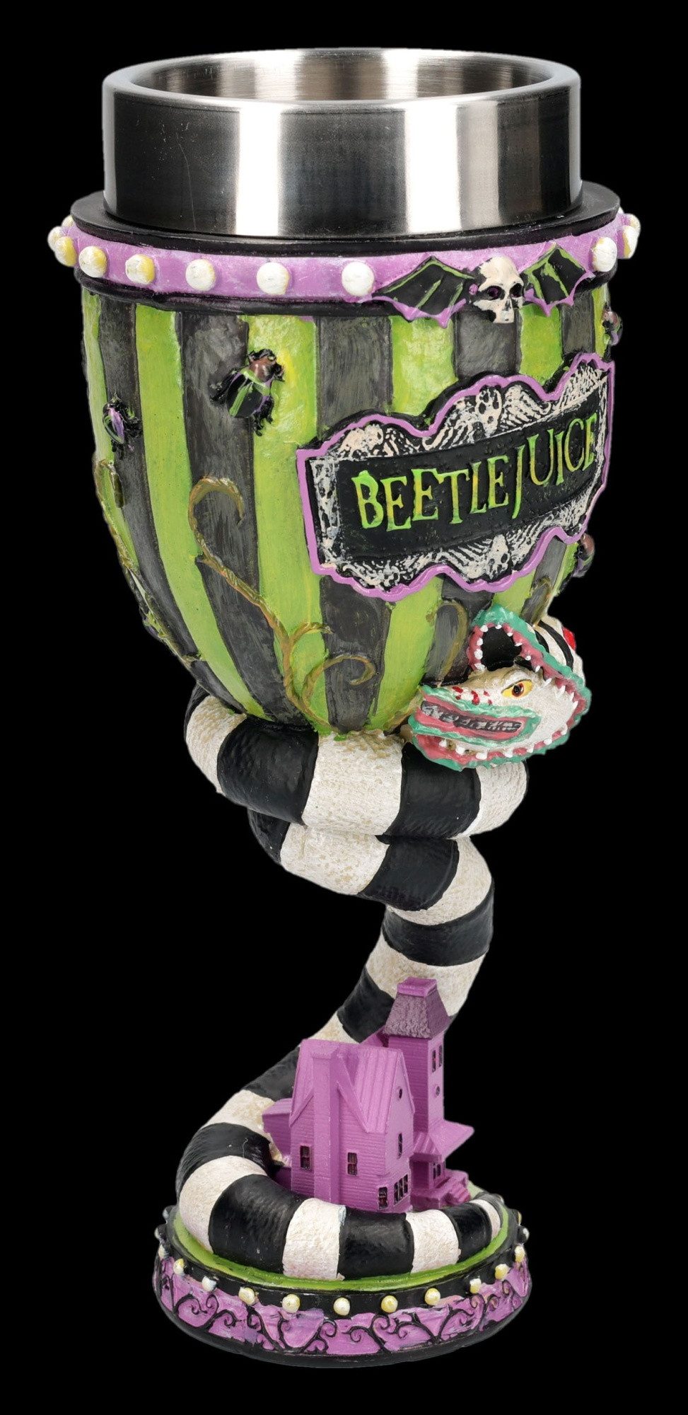 Figuren Shop GmbH Becher Beetlejuice Tasse – Horror Kelch Sandwurm Weinkelch Film Sammler 20 cm, Kunststein (Polyresin), Edelstahl