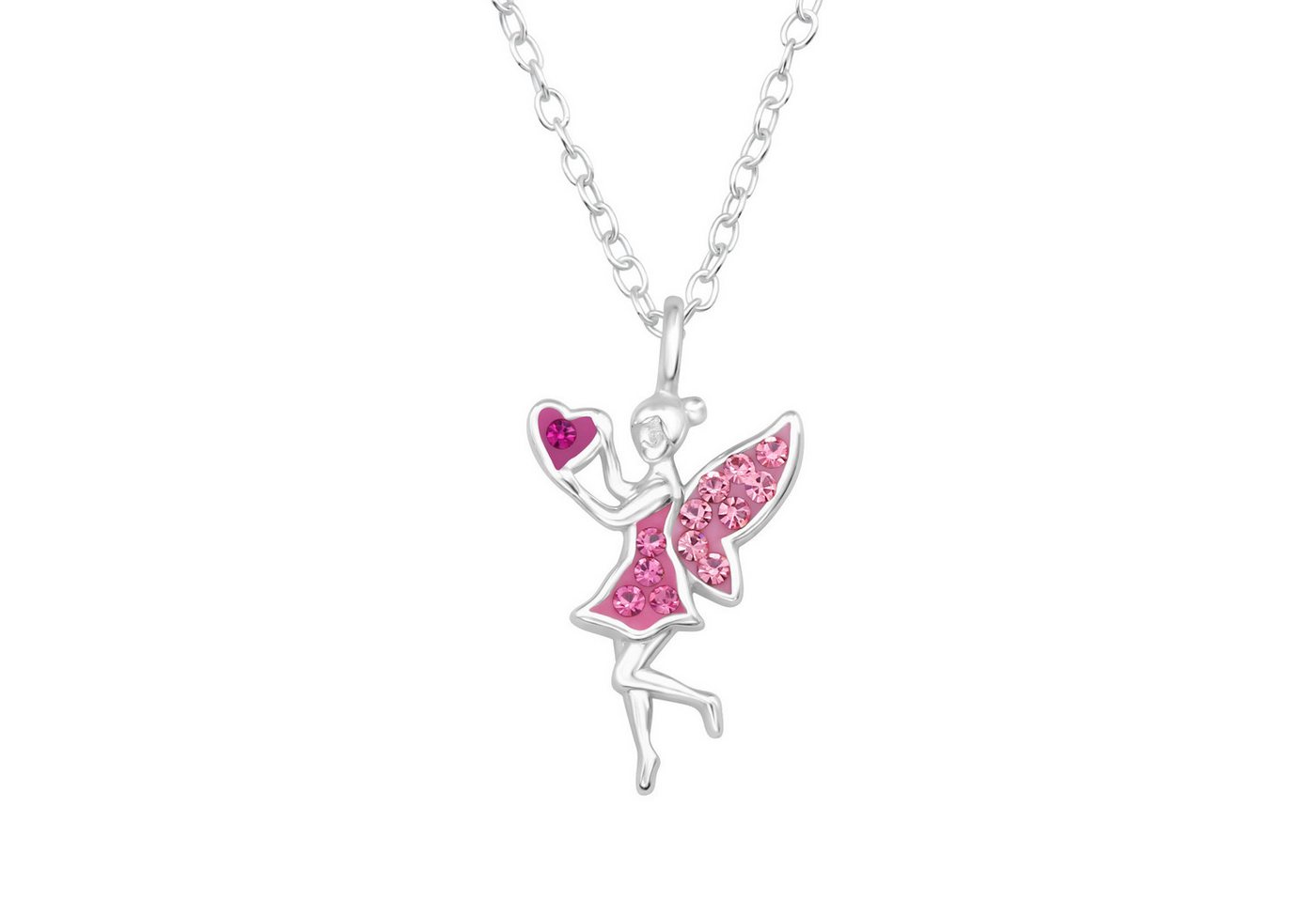 ALEXANDER YORK Kette mit Anhänger ELFE Kristall in rosa, 2-tlg., 925 Sterling Silber