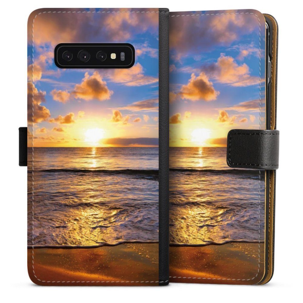 DeinDesign Handyhülle Meer Sonnenuntergang Strand Strand, Samsung Galaxy S10 Plus Hülle Handy Flip Case Wallet Cover