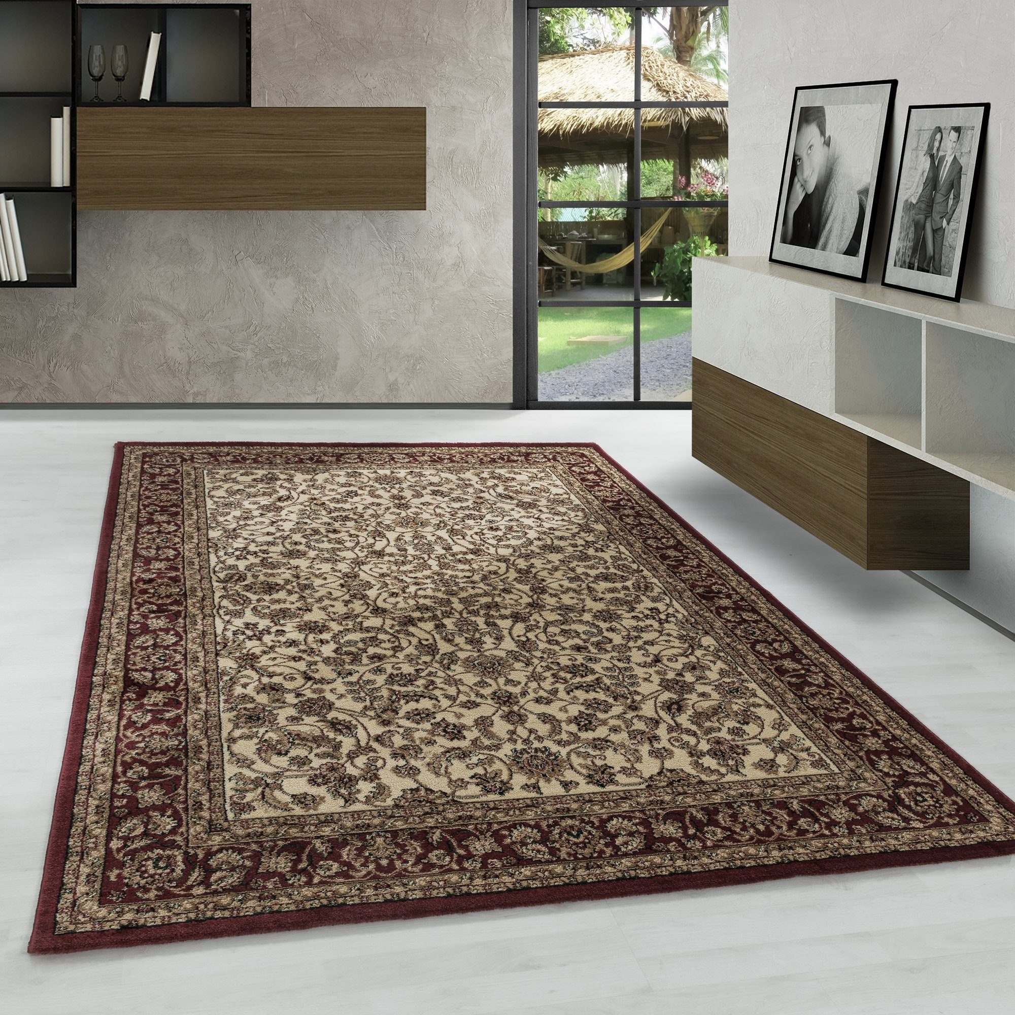 Orientteppich Orientalisch Design, Carpetsale24, Läufer, Orientalisch Wohnzimmer Kurzflor Pflegeleicht Höhe: 9 mm, Design Orient Teppich