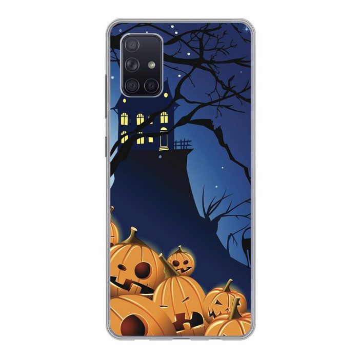 MuchoWow Handyhülle Eine Halloween-Nacht in einer Illustration Phone Case Handyhülle Samsung Galaxy A71 Silikon Schutzhülle