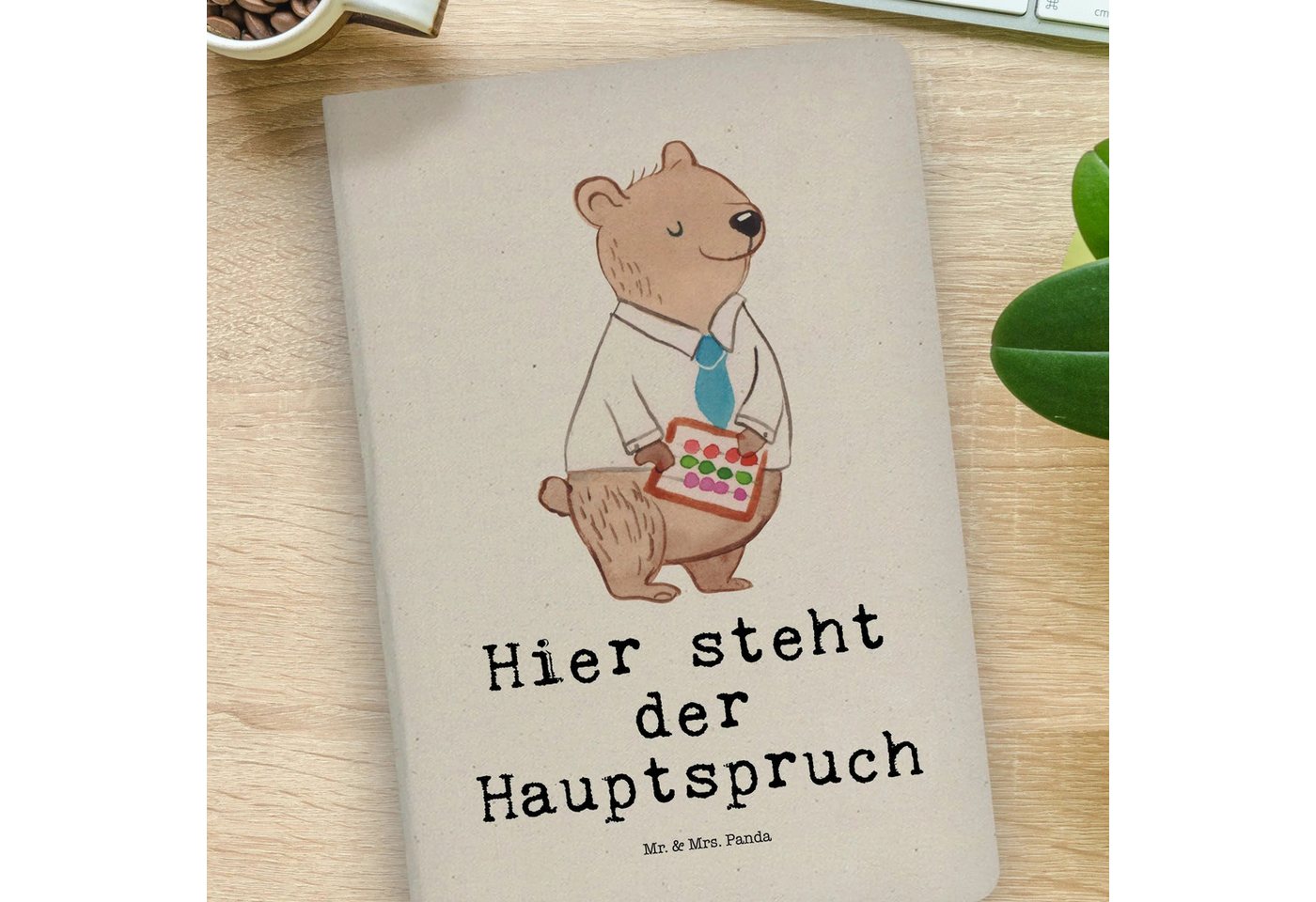 Thumbnail - Mr. & Mrs. Panda Notizbuch Bürokauffrau Herz - Transparent - Geschenk, Rente, Notizbuch Mit Stof Mr. & Mrs. Panda, Premi...