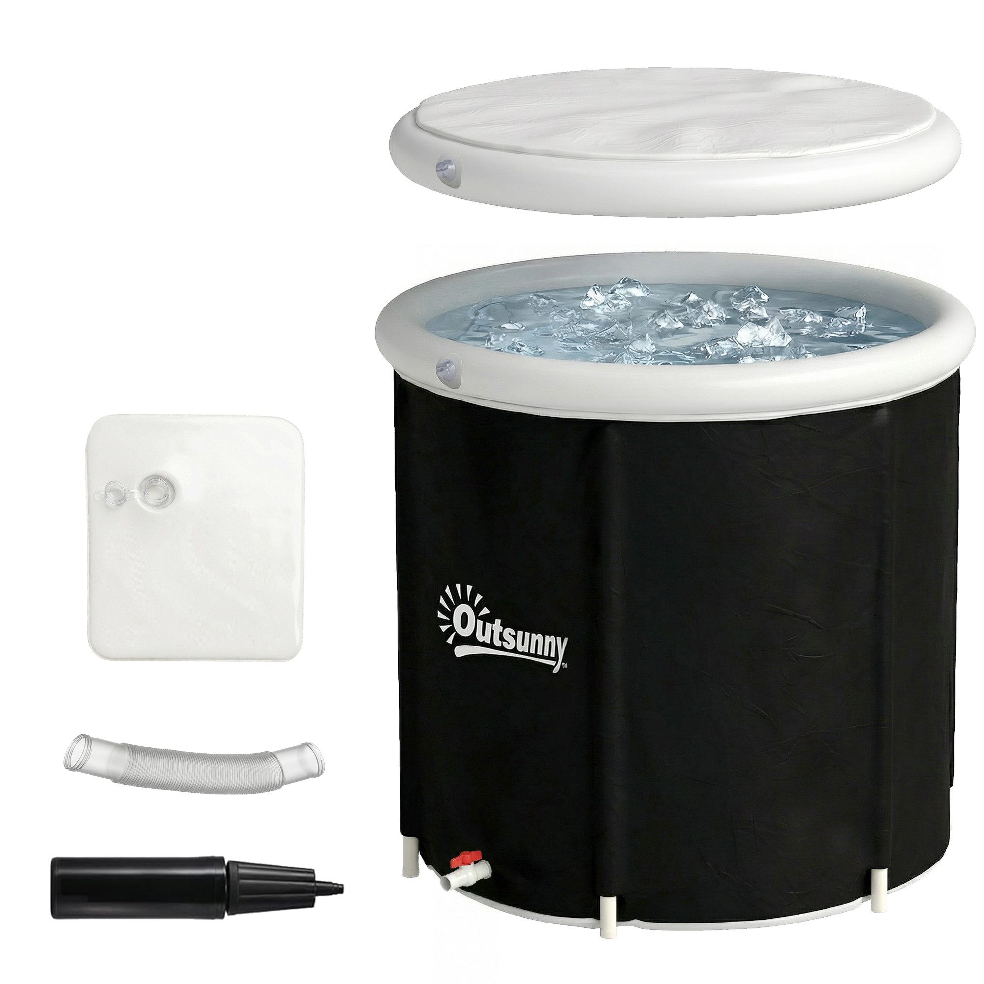 ibettertec Badewanne Eisbadewanne 280L, aufblasbar, tragbar, mit Abdeckung & Pumpe, (78x71 cm, für Athleten & Kältetherapie)