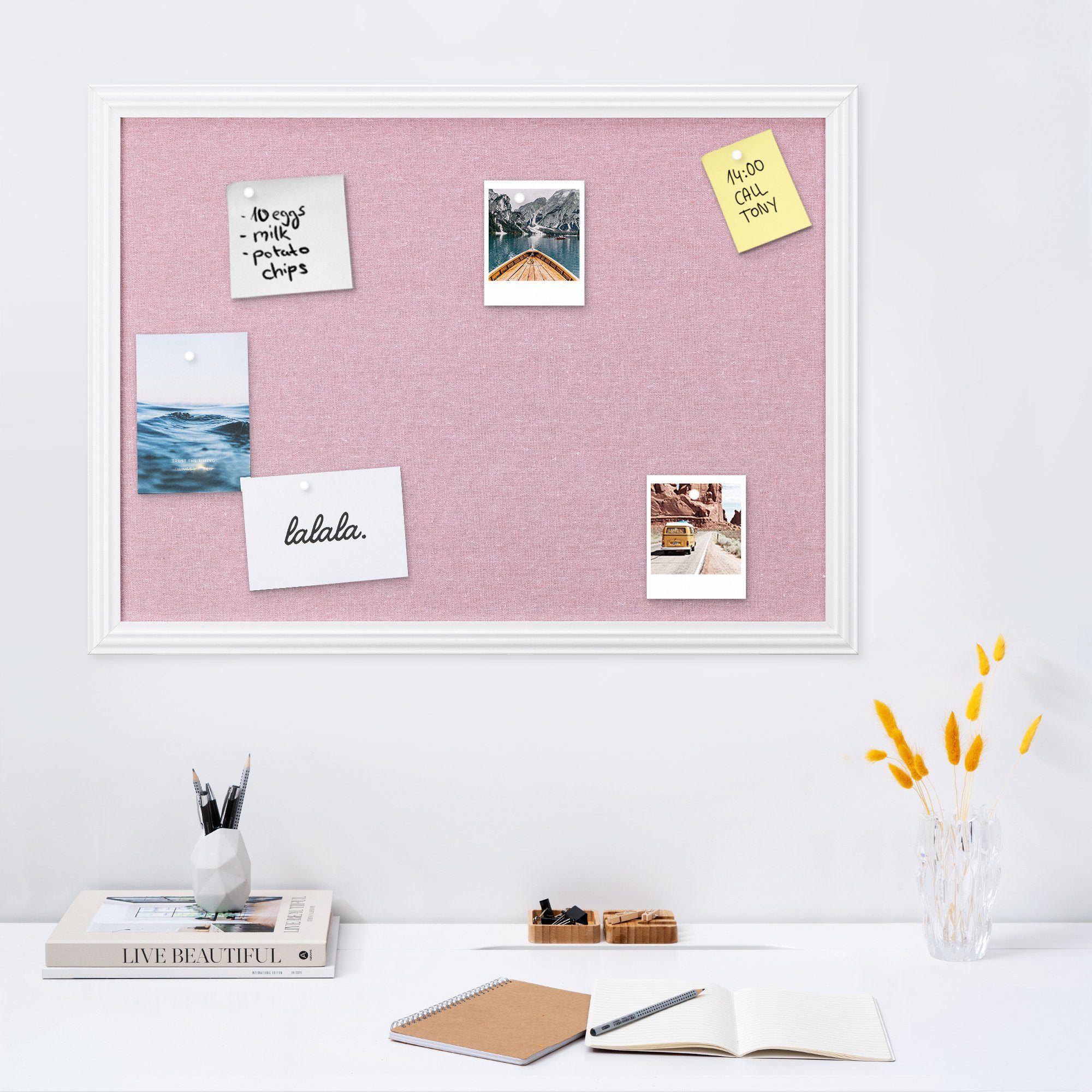 Navaris Memoboard Memoboard mit Leinenoberfläche - günstig online kaufen