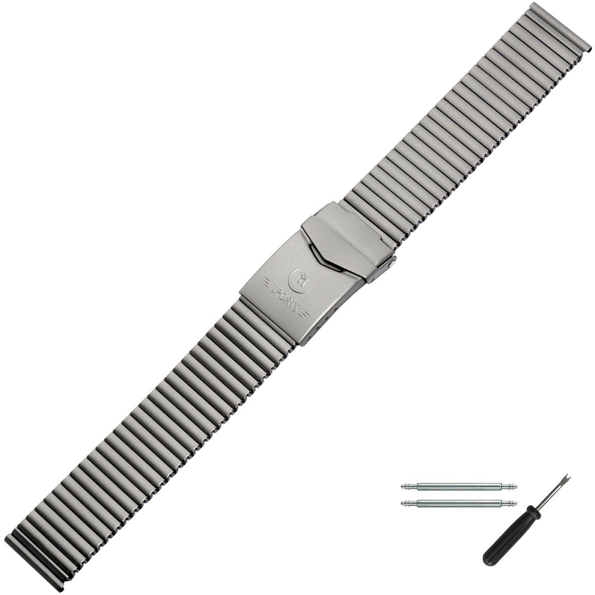 MARBURGER Uhrenarmband 18mm Edelstahl Titan Zugband