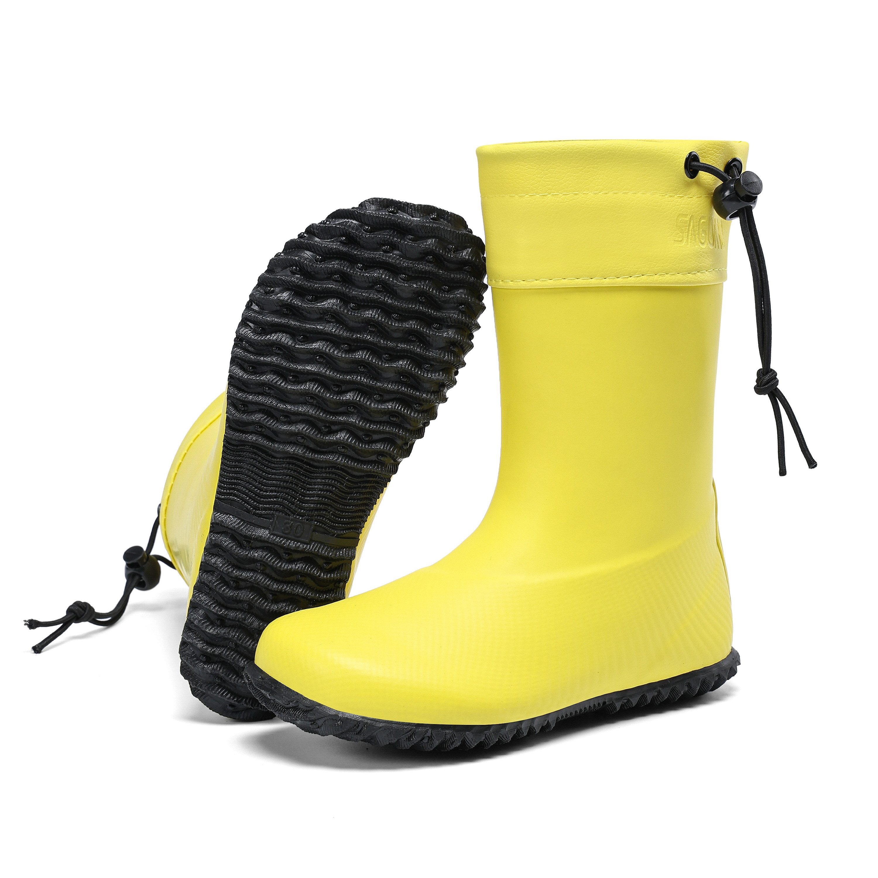 SAGUARO Barfußschuhe Barfuß - Gummistiefel (3mm Sohlenstärke, Nullabsatz, bequem, leicht, leicht-gefüttert, rutschfest) Minimalschuhe wasserdicht Regen-Schuhe Regen-Stiefel Schuhkragen vegan