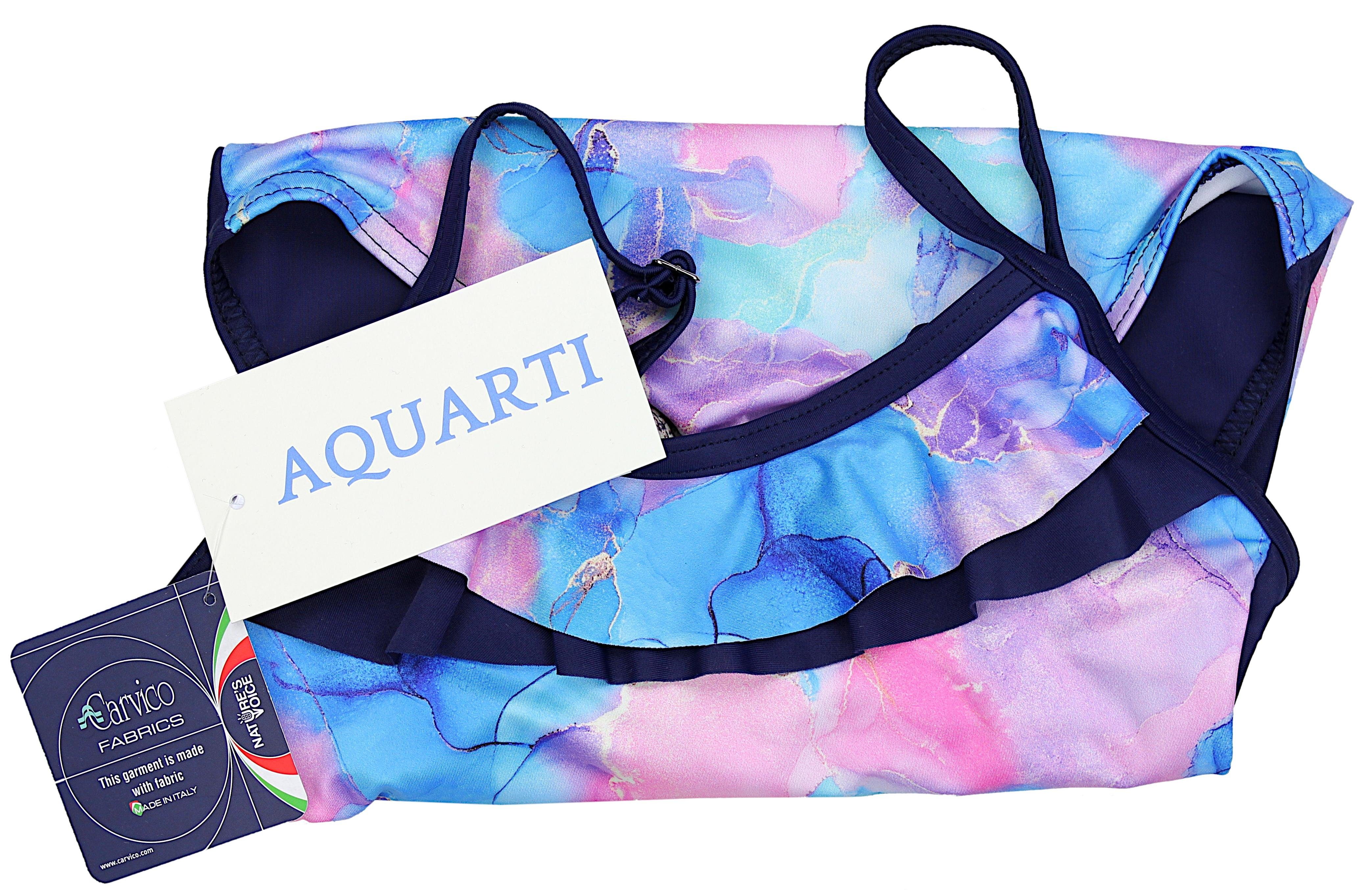Aquarti Badeanzug Aquarti mit Blau / / Tie / / Streifen Rüschen Dye Spaghettiträgern / Lila mit Dunkelblau Mädchen Rosa Badeanzug 027A