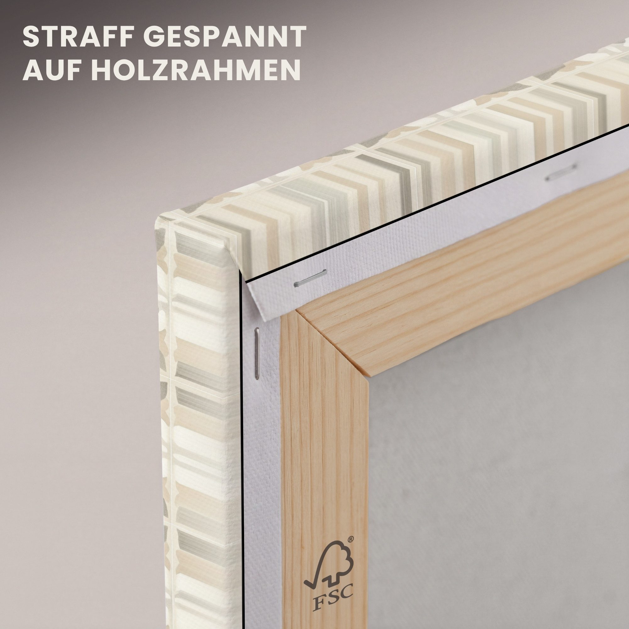 OneMillionCanvasses® Leinwandbild Fliese - Motiv - Beige, Fotodruck (1 St), Wandbild, Deko Schlafzimmer Wohnzimmer Flur 20x20 cm – Bild 5 von 5
