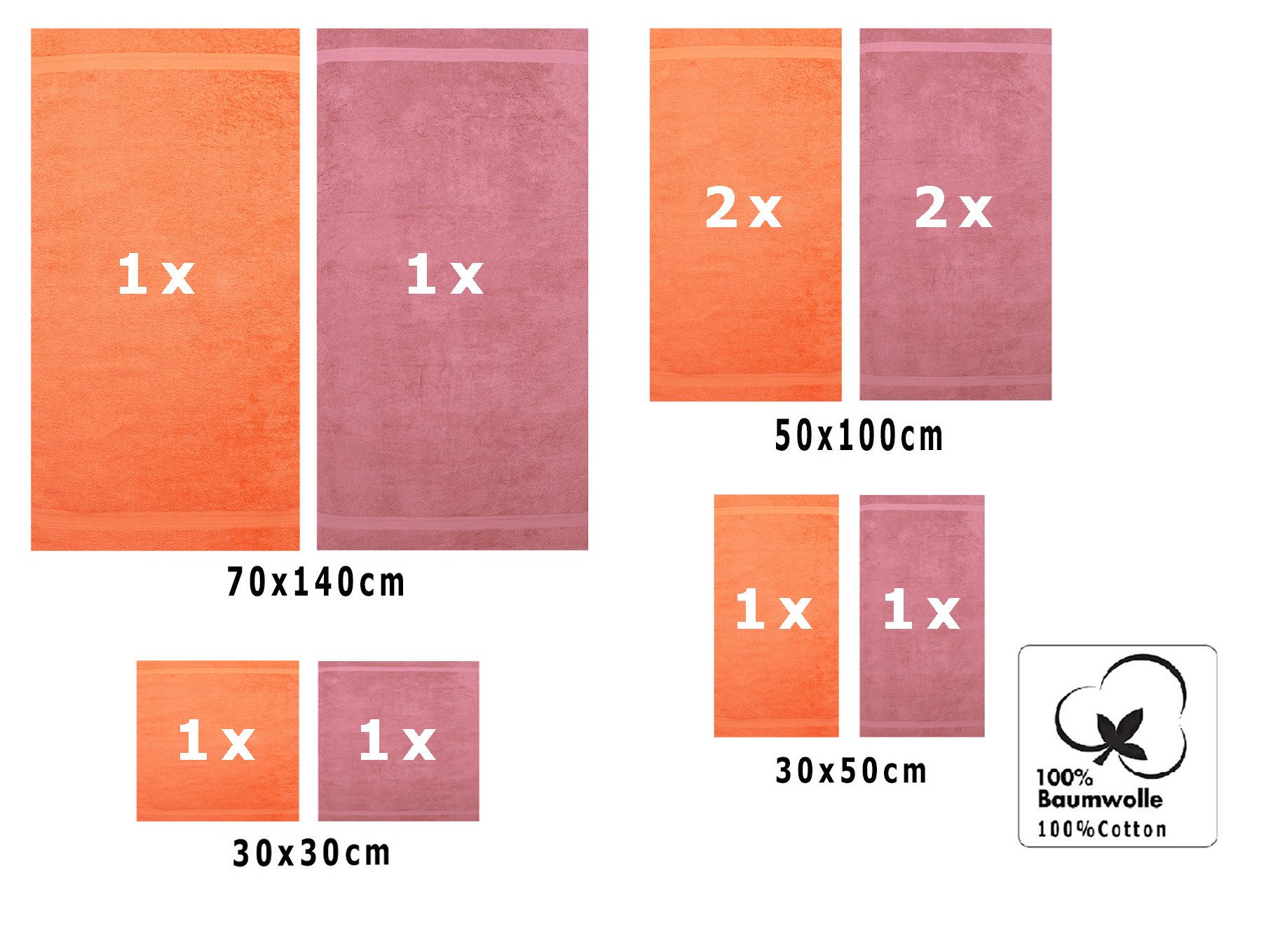 Betz Handtuch Set 10-tlg. Handtuch-Set CLASSIC Farbe orange und altrosa, (S günstig online kaufen