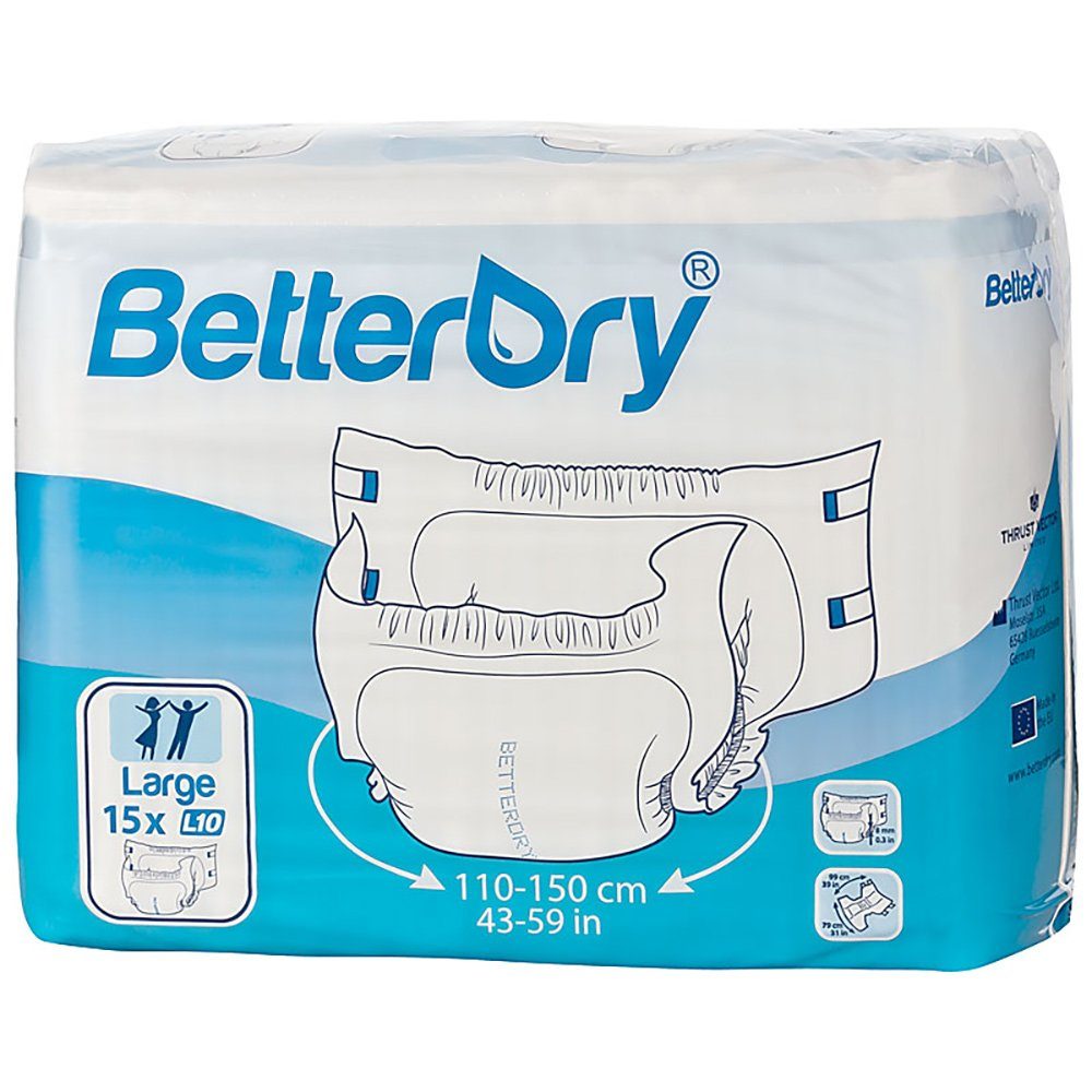 Folie) cm) BetterDry Windeln Windeln mit L10 - (110-150 Large (15-St.,