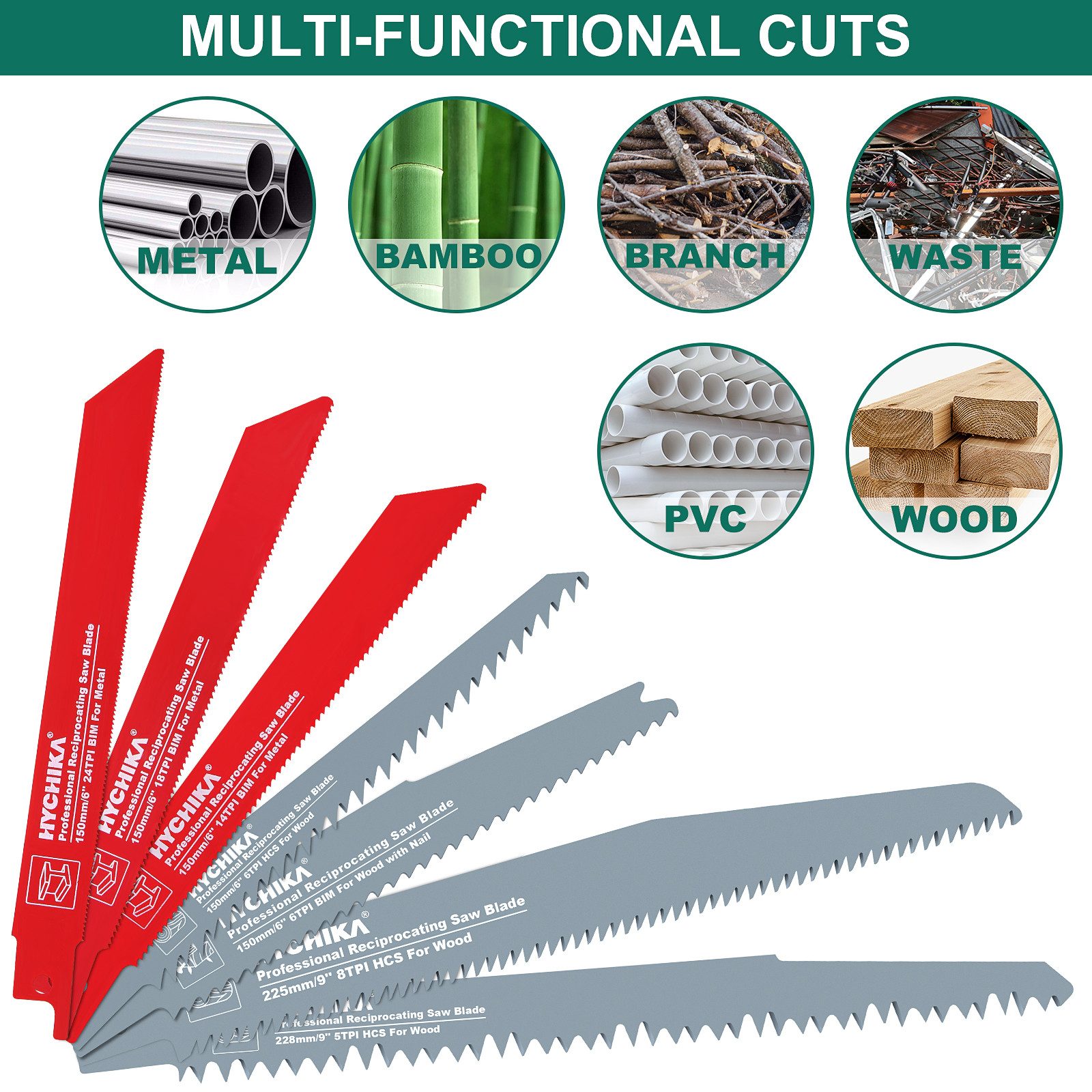 HYCHIKA Sägeblatt 6PCS/16PCS Reciprocating Saw Blades, HYCHIKA Sabre Saw Blades