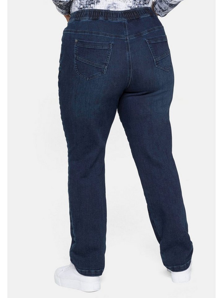 Sheego Schlupfjeans Große Größen aus Sweatdenim mit Bindeband