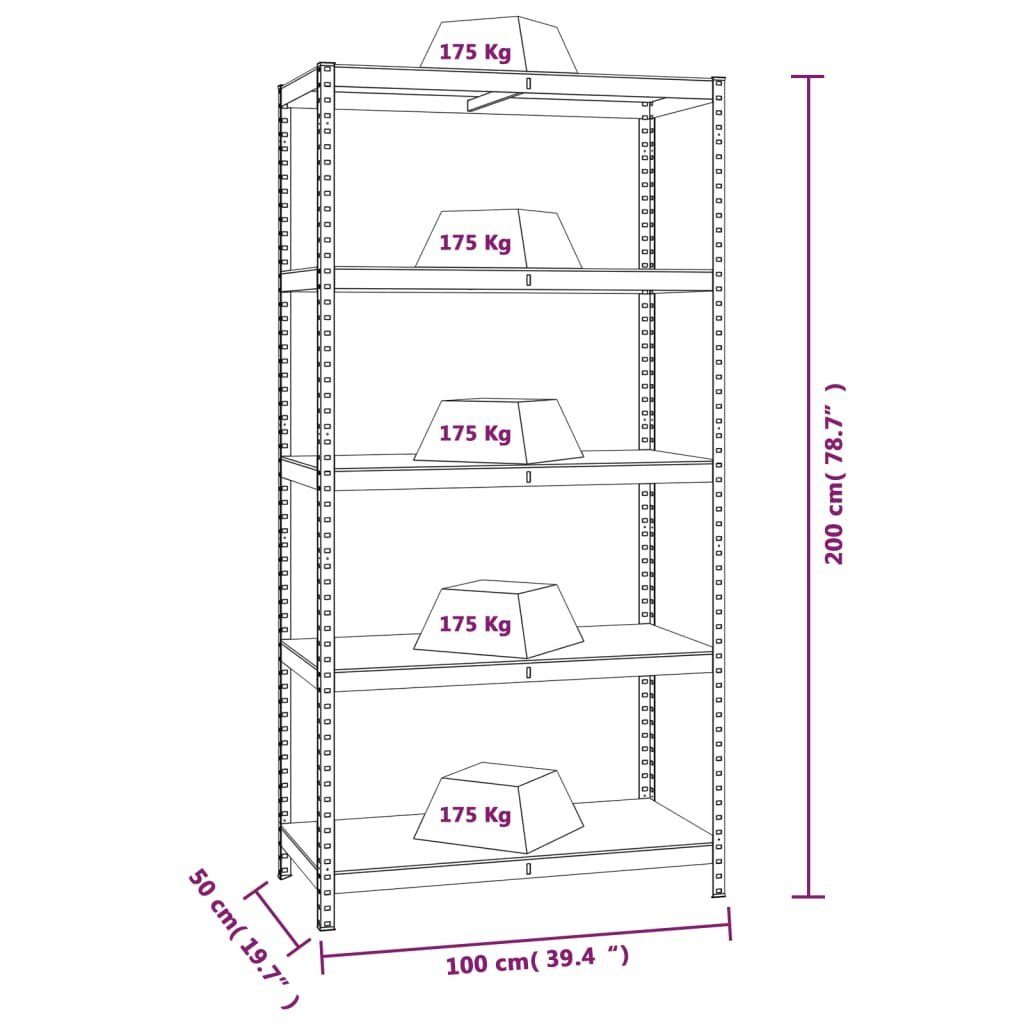 Regale 2 vidaXL 5 Stk mit Stahl Regal Böden Silbern Holzwerkstoff