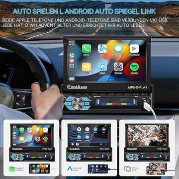 Hikity 7'' Touchscreen D-Play Universal Auto MP5 Spieler mit FM Radio Autoradio (FM Radio, Bluetooth 4.0, Farbige Hintergrundbeleuchtung)