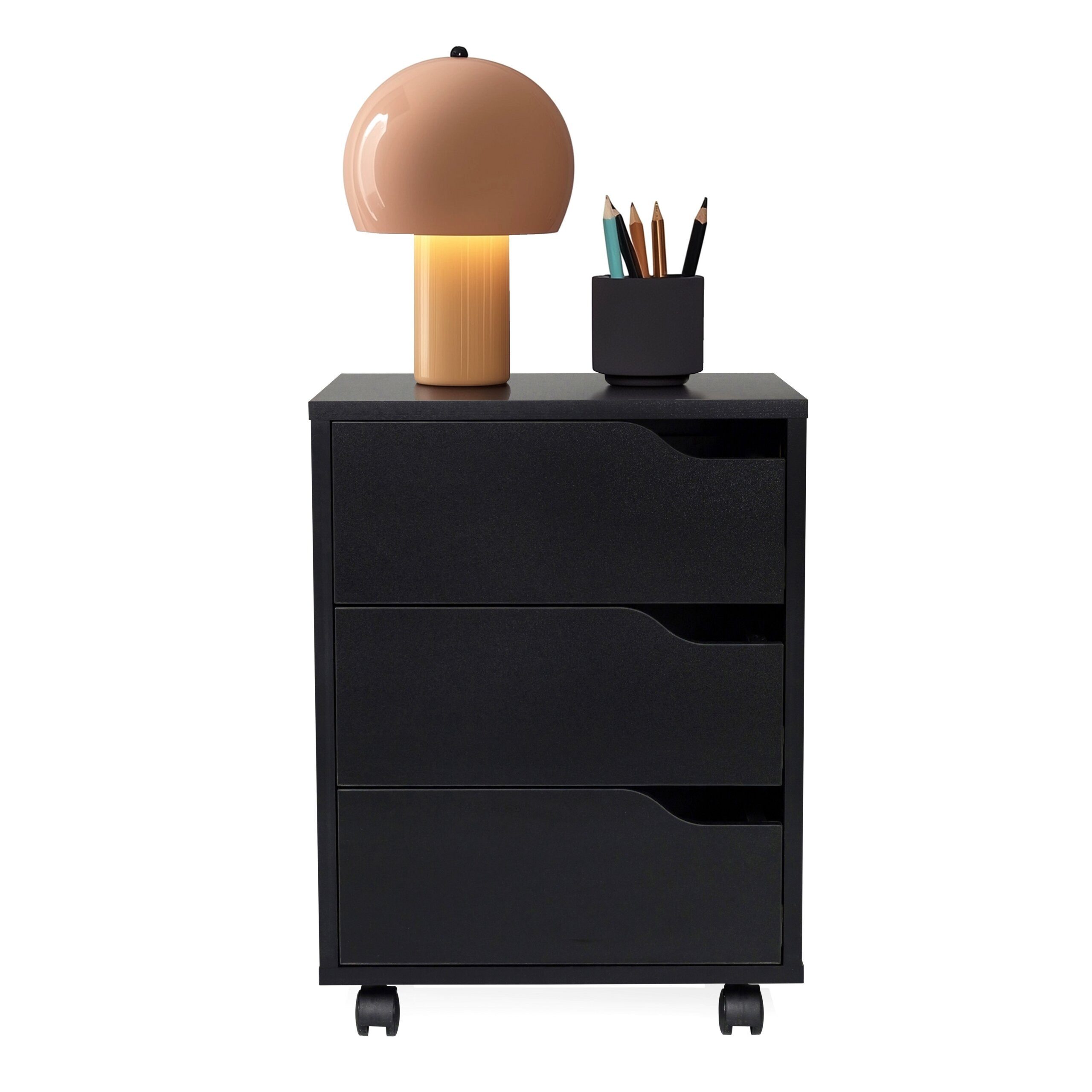 hjh OFFICE Rollcontainer ORGANISER Bürowagen H/B/T: 52.5 x 40.0 x 40.0 cm, Aktenschrank Schreibtisch mit Schubladen, Büro Kommode mit Rollen