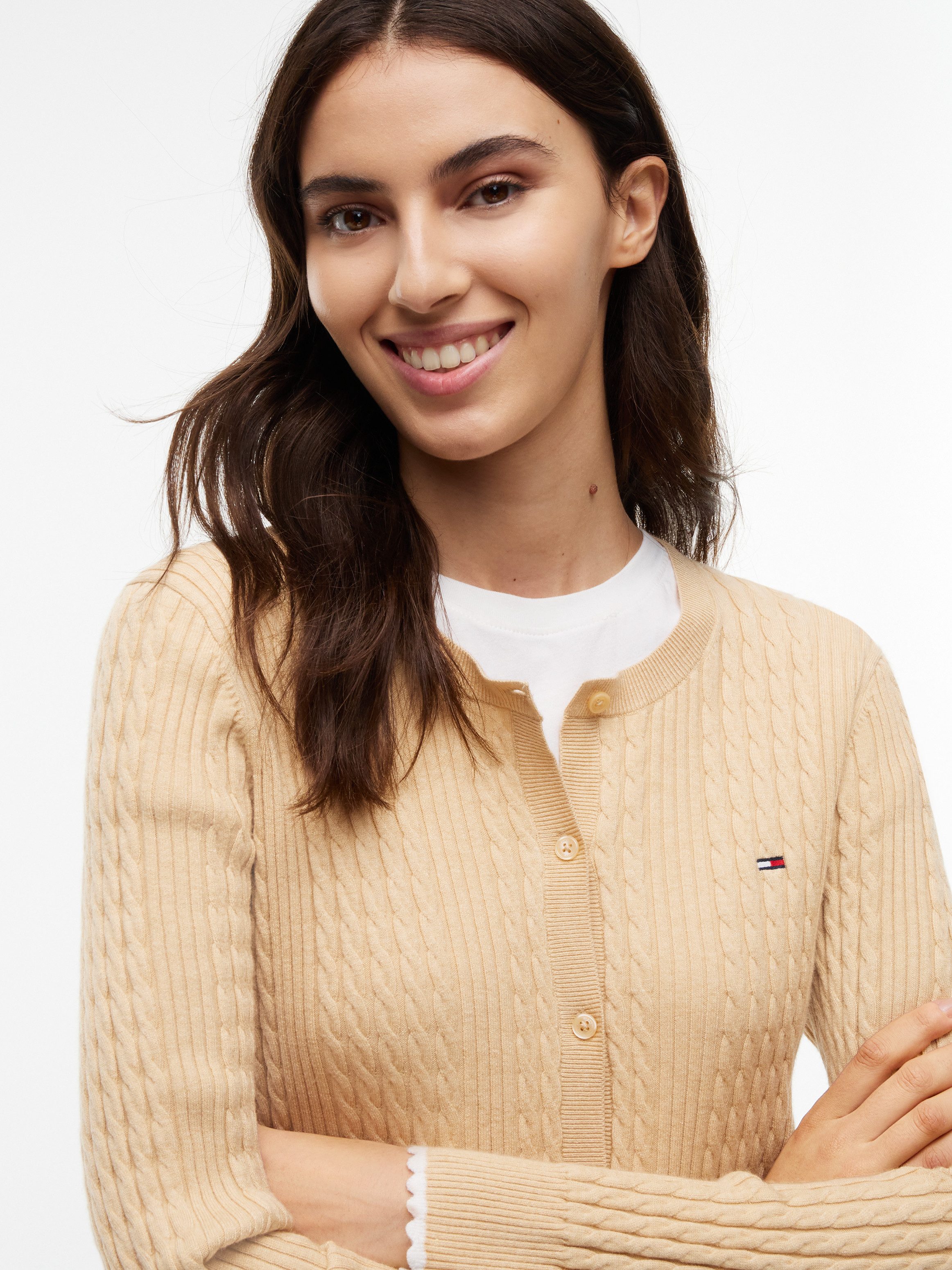 Tommy Jeans Strickjacke TJW CABLE CREW NECK CARDIGAN EXT Viskosemischung, mit Zopfmuster – Bild 2 von 5