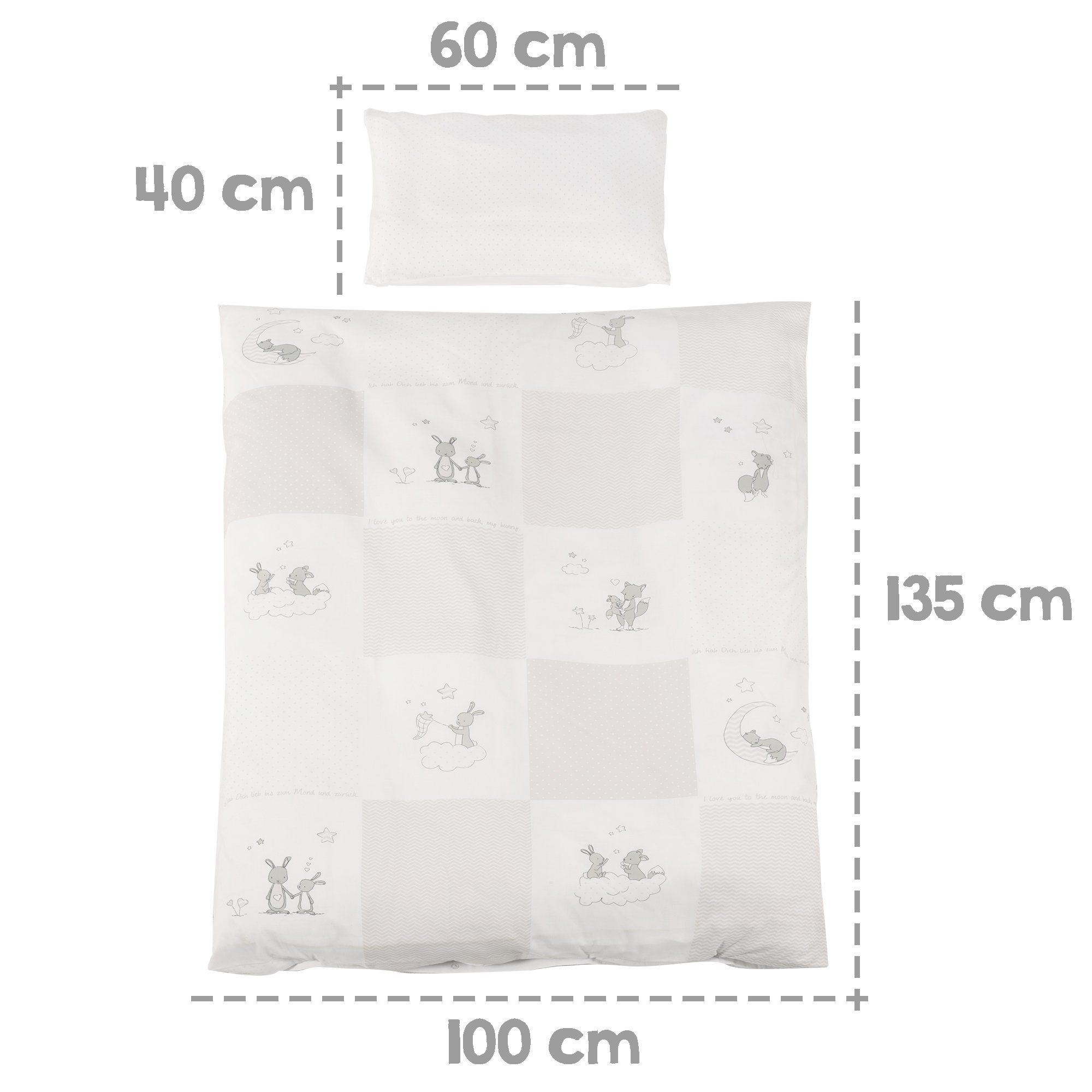 roba® Babybett Fox & Bunny 70 x 140 cm, Gitterbett inkl. Matratze, Bettwäsche & Himmel - höhenverstellbar – Bild 5 von 5