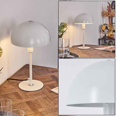 hofstein Tischleuchte moderne Nachttischlampe aus Metall in Weiß, ohne Leuchtmittel, runde Tischlampe, Ø 20cm, Höhe 35cm, mit An-/Ausschalter, 1 x E14