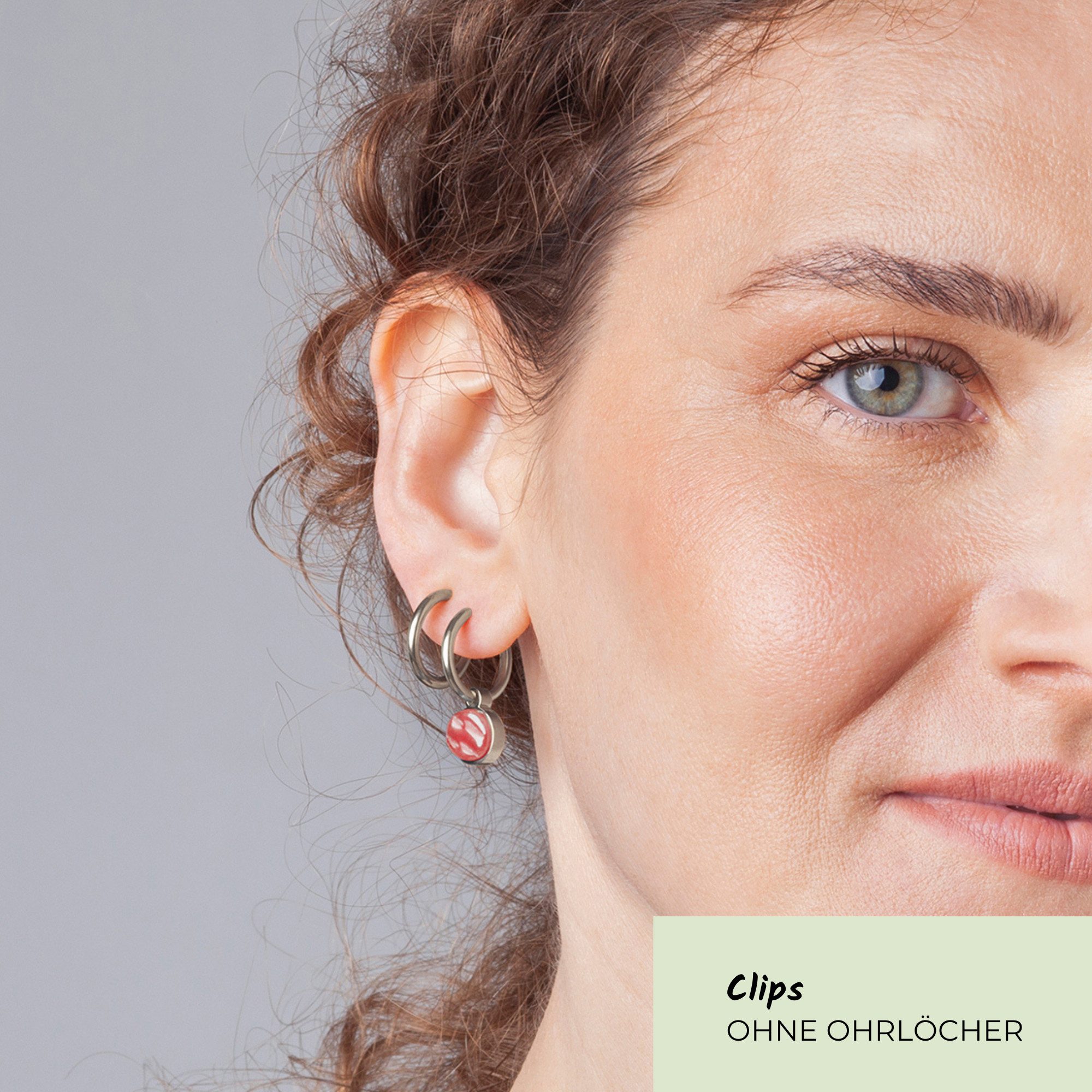 ALEXASCHA Paar Ohrclips Clip Creolen mit Einhänger • Mix & Match Ohrringe ohne Ohrloch • 18mm