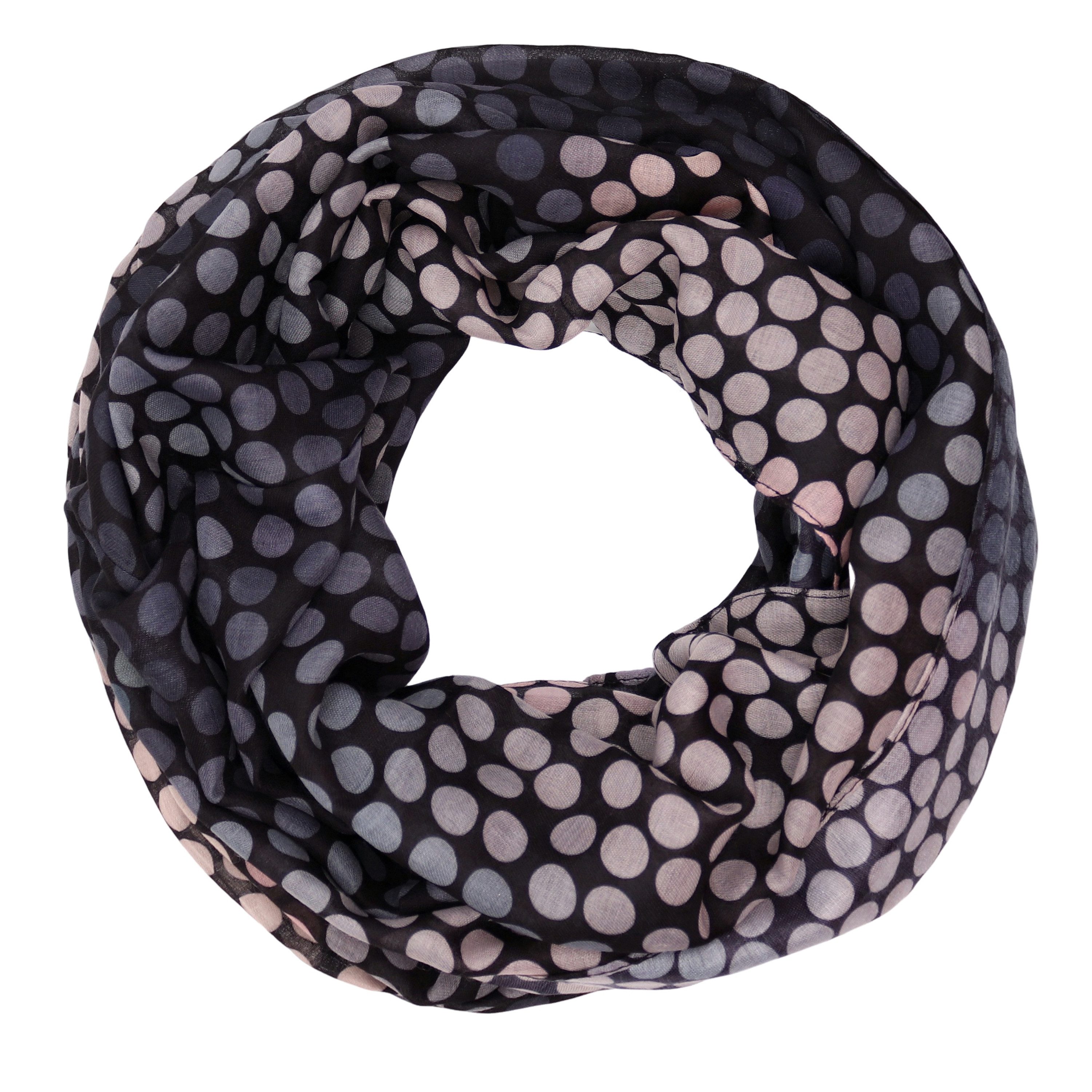 MIRROSI Loop Damen Schal Weich aus 100% Viskose Groß, Schlauchschal, Punktenmuster, (ca.60x80cm, zweimal um den Hals wickelbar), Damen Halstuch Stola ideal für Frühling,Sommer, Herbst oder Winter