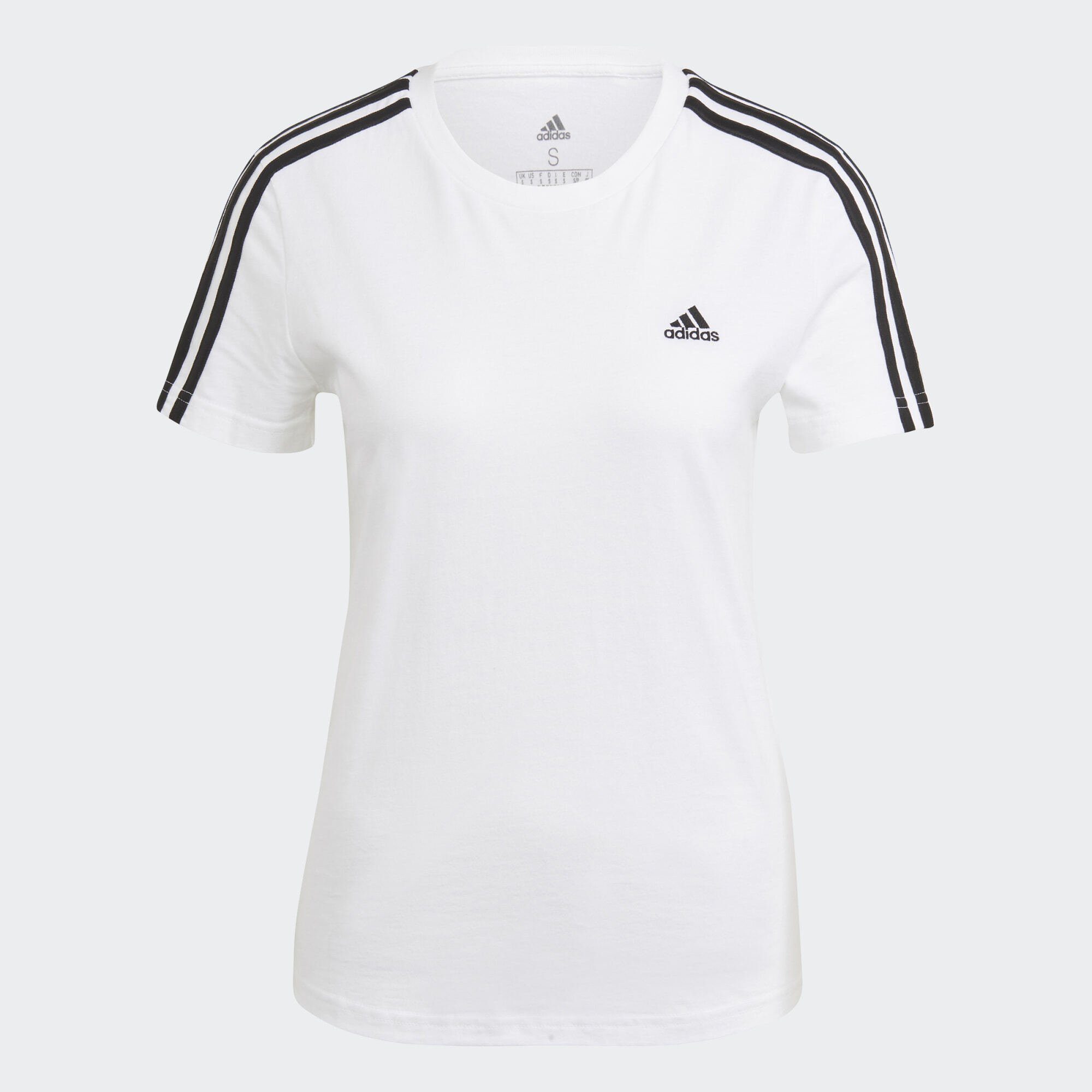 adidas Sportswear T-Shirt LOUNGEWEAR ESSENTIALS / Black 3-STREIFEN White T-SHIRT SLIM
