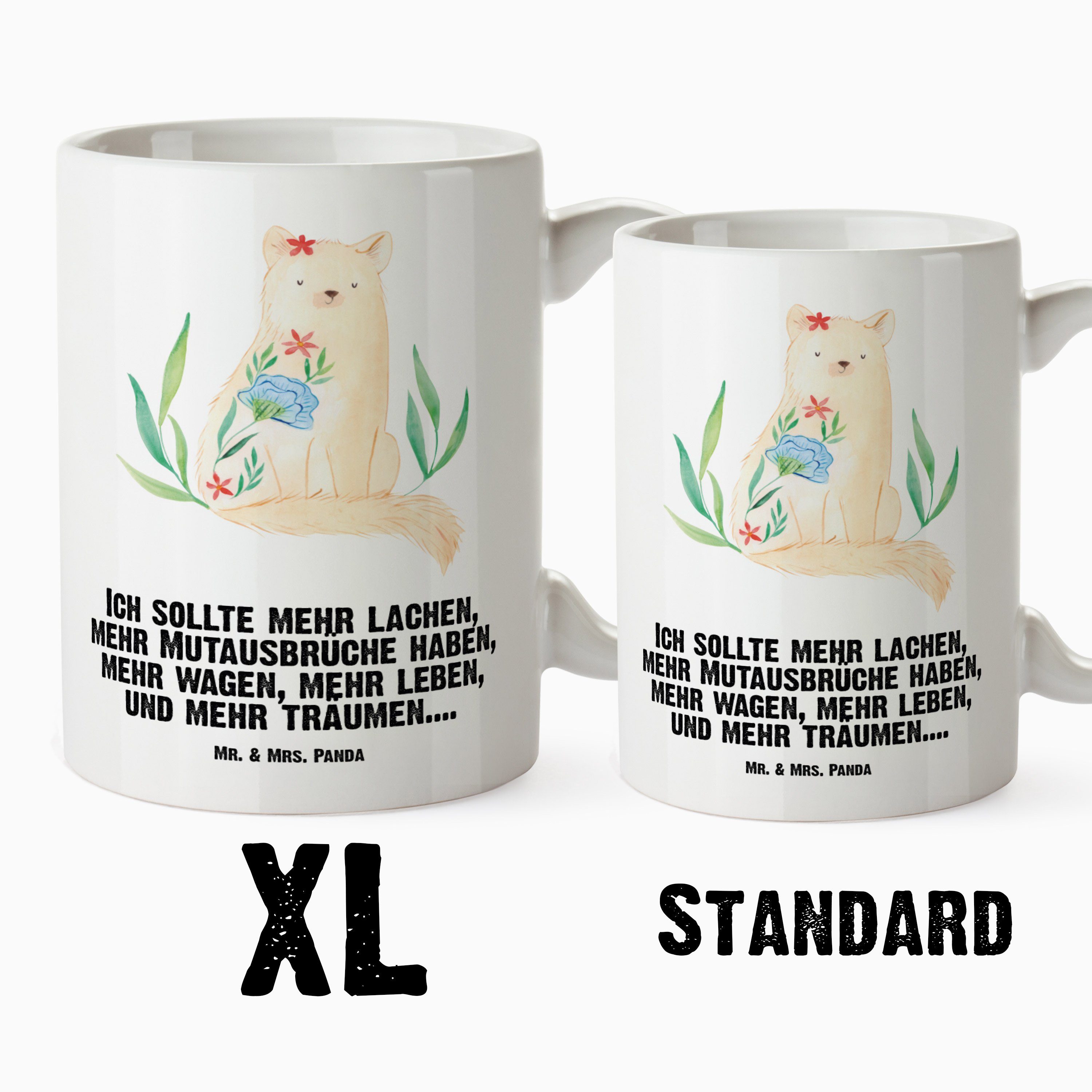 Mrs. XL Tasse Katze & - Grosse Panda Geschenk, Katzenprodukte, Tasse - Katzenfan, Weiß Mr. Blumen Kaf, Keramik