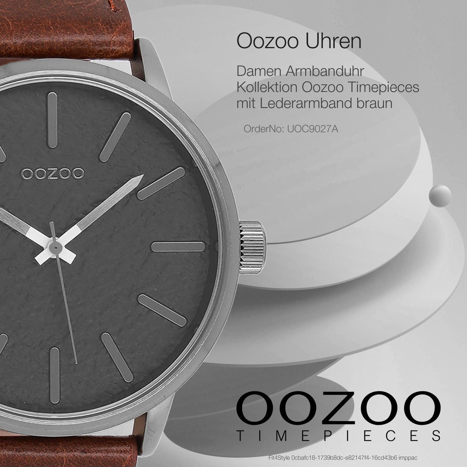 OOZOO Quarzuhr Oozoo Damen Armbanduhr Timepieces Analog, (Analoguhr), Damenuhr rund, extra groß (ca. 48mm) Lederarmband, Casual-Style – Bild 4 von 5