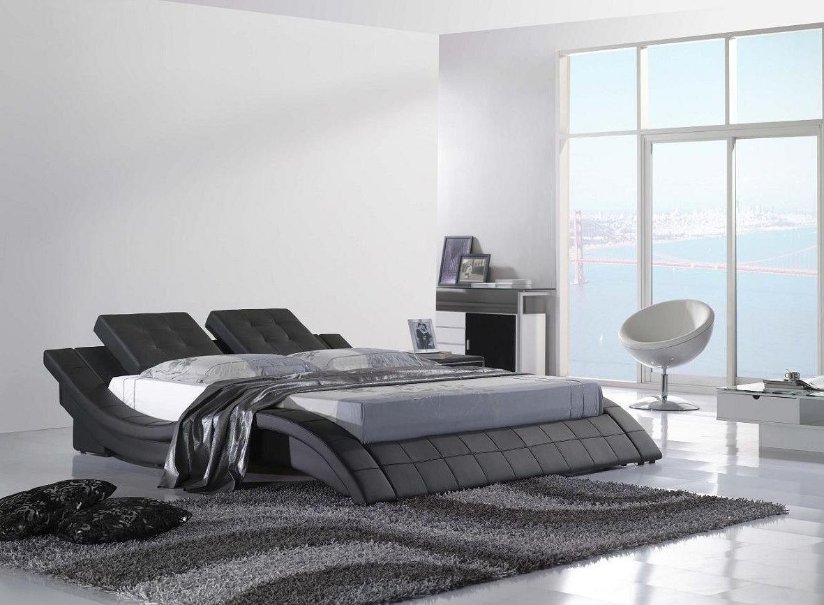 Xlmoebel Polsterbett Doppelbett aus Leder und Metall im modernen Design (Bett, 1-tlg., Bett), Hergestellt in Europa