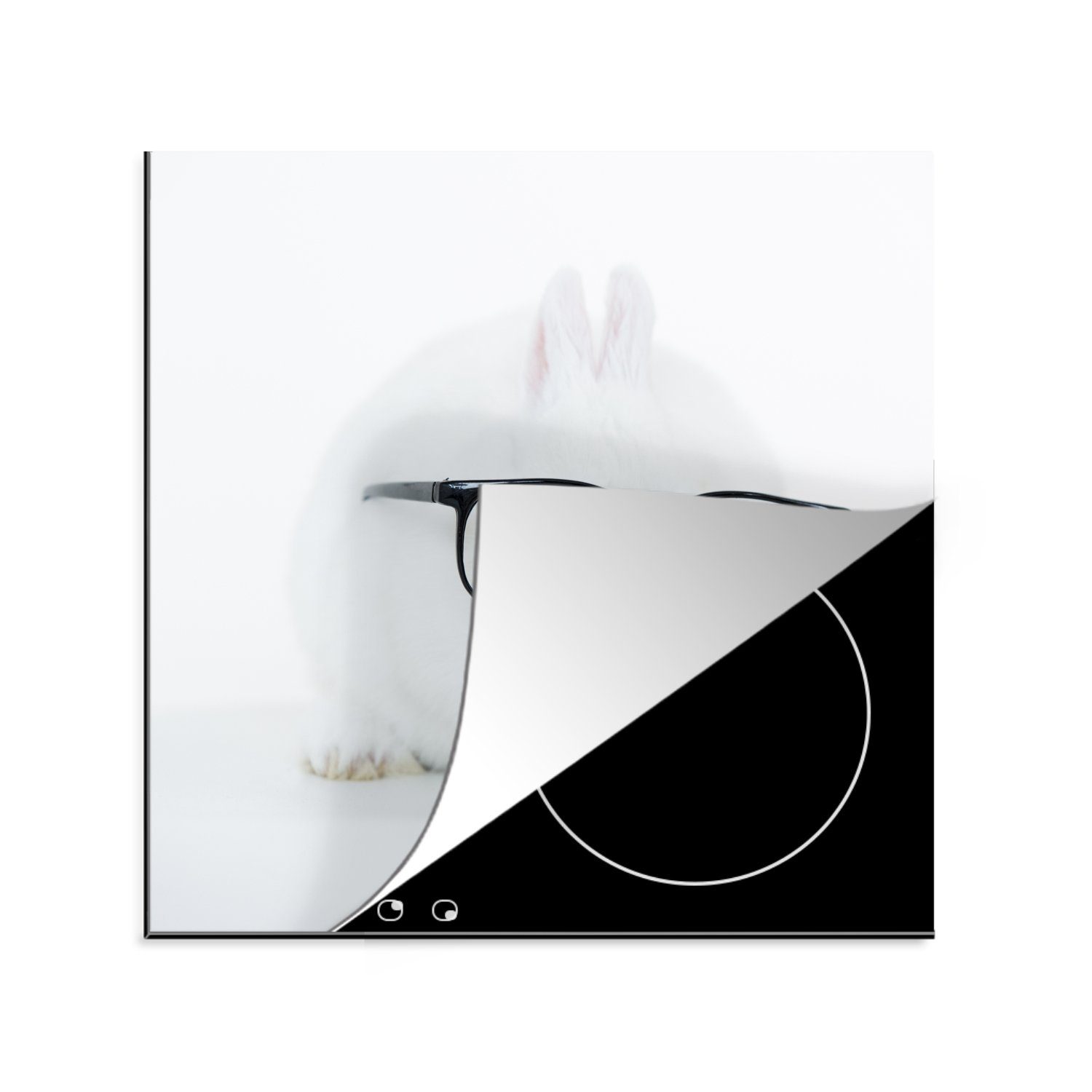 MuchoWow Herdblende-/Abdeckplatte Kaninchen (1 für 78x78 Brille Arbeitsplatte Vinyl, Ceranfeldabdeckung, - küche Hipster, - cm, tlg)