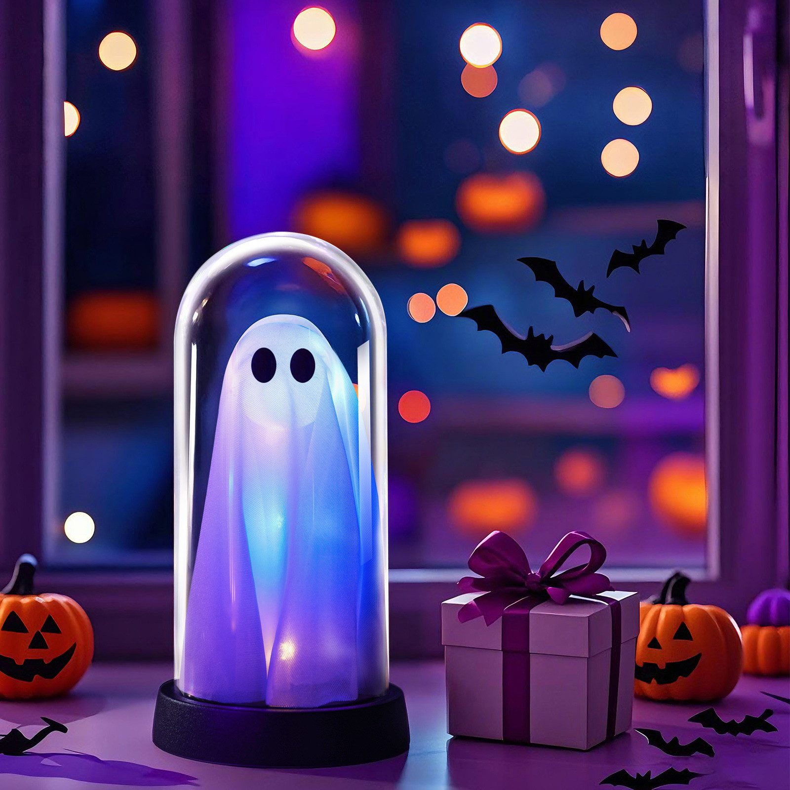MUPOO LED Nachtlicht Halloween LED Geisterdeko, LED Dekofigur Geist in Glas günstig online kaufen
