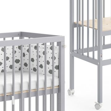 VitaliSpa® Beistellbett Babybett Stubenbett 2 Seitenteile SOPHIE Grau