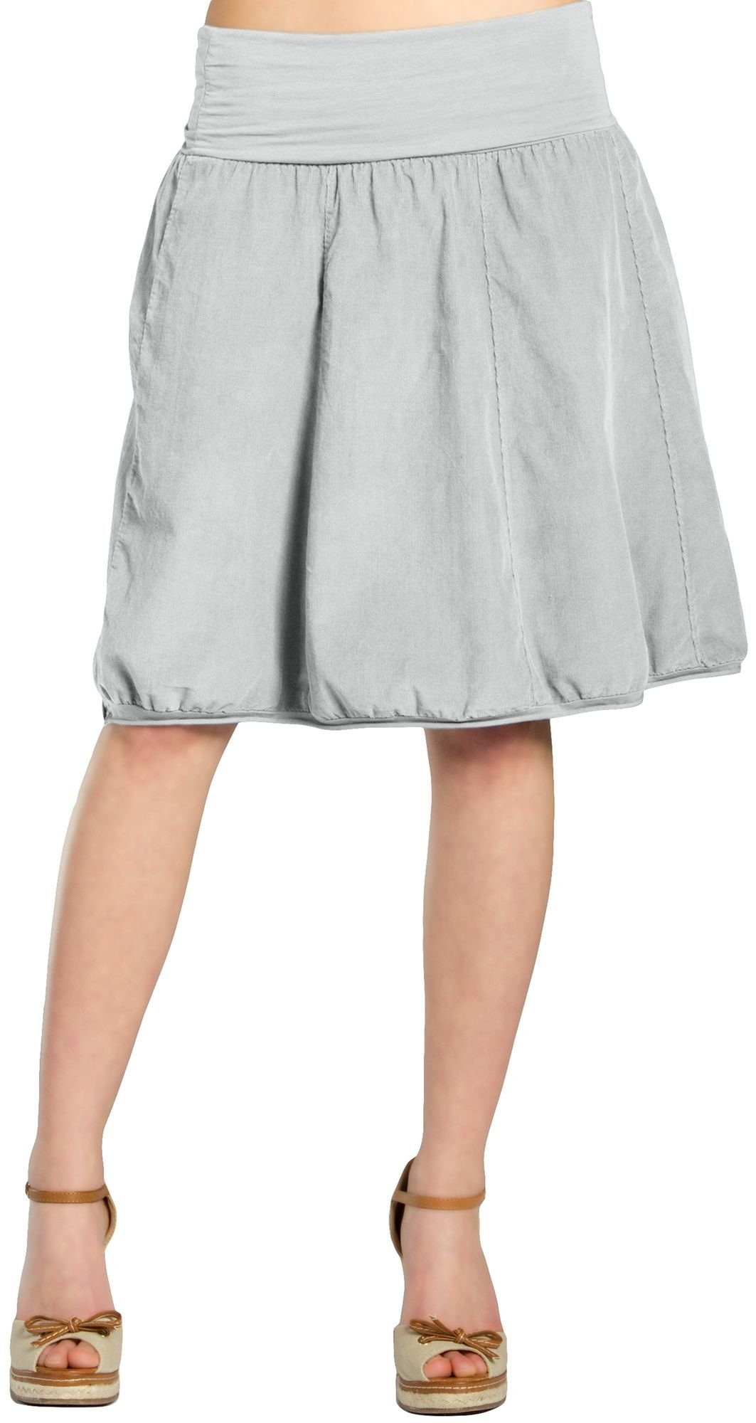 Caspar Faltenrock RO004 Damen Cord Rock knielang mit hohem elastischem Bund günstig online kaufen