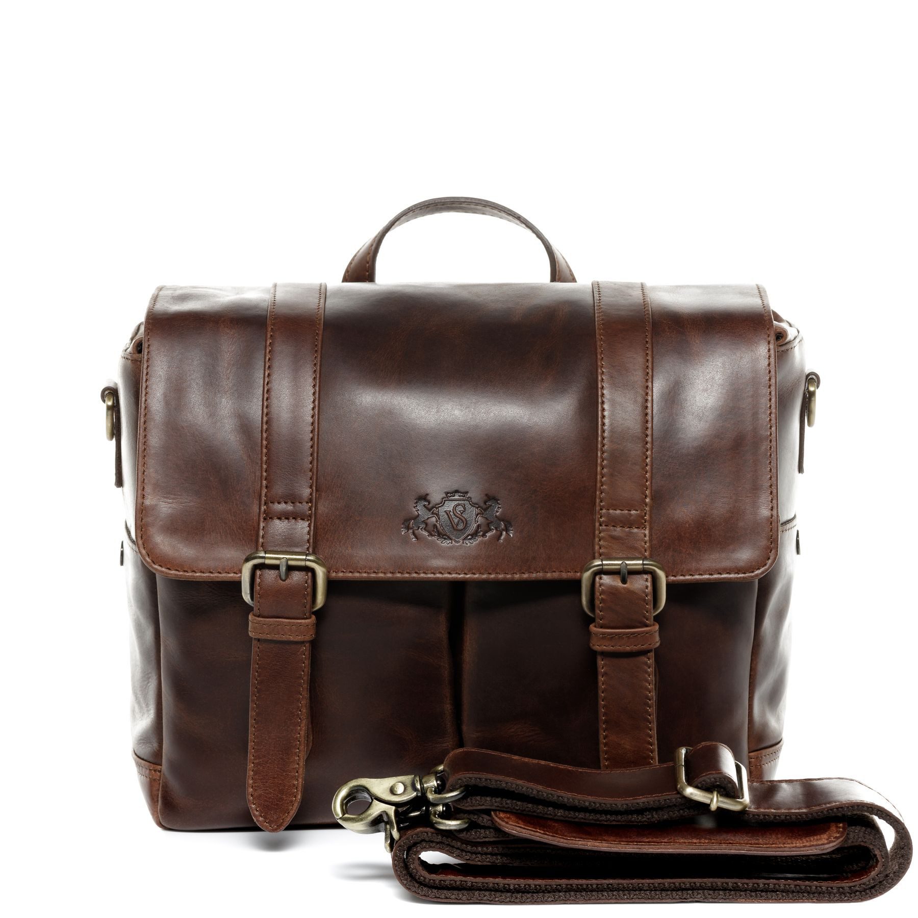Umhängetasche echt Leder Kamera groß Ledertasche braun HEATHROW