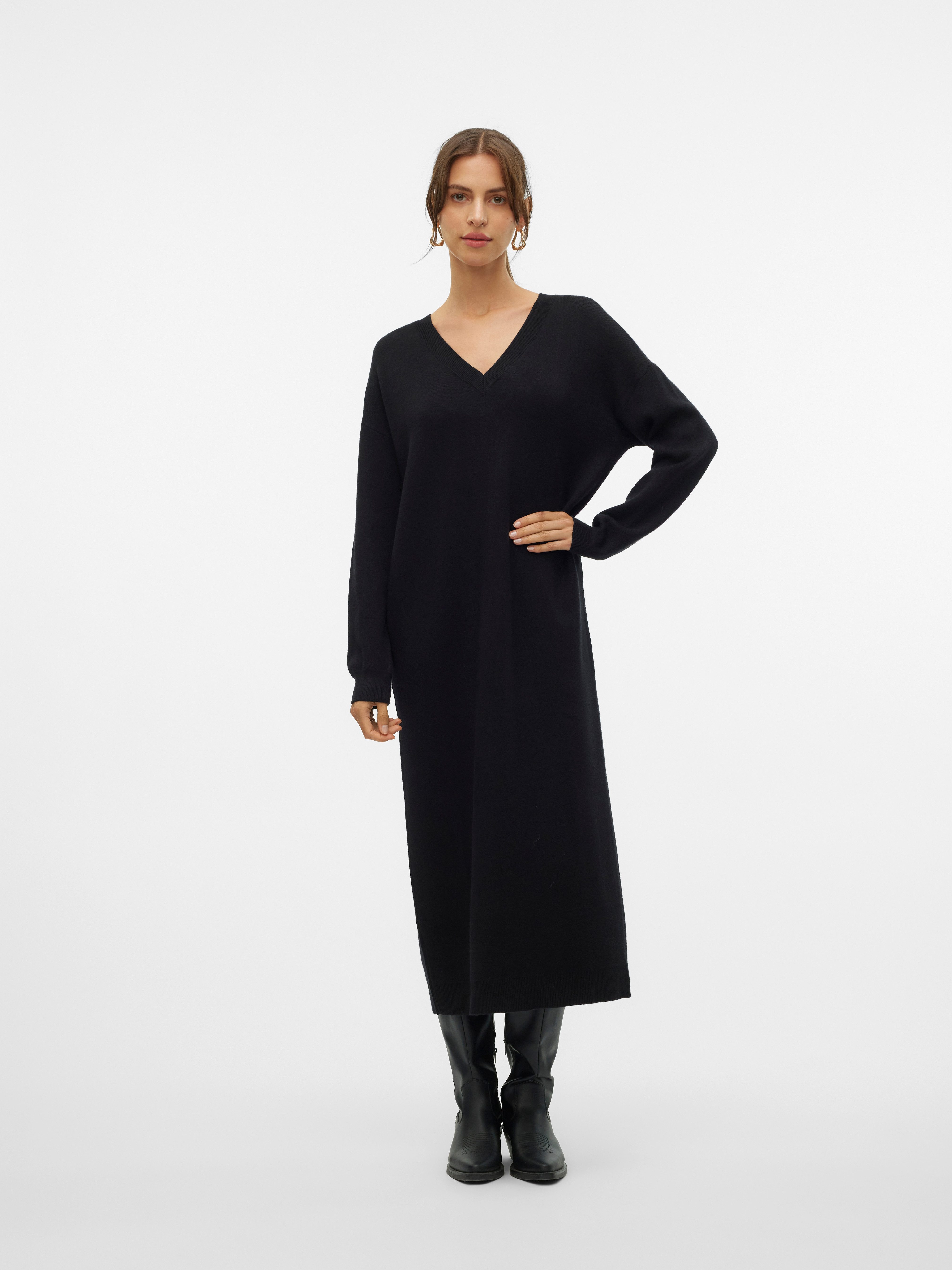 Vero Moda Strickkleid VMGOLD LS V-NECK günstig online kaufen