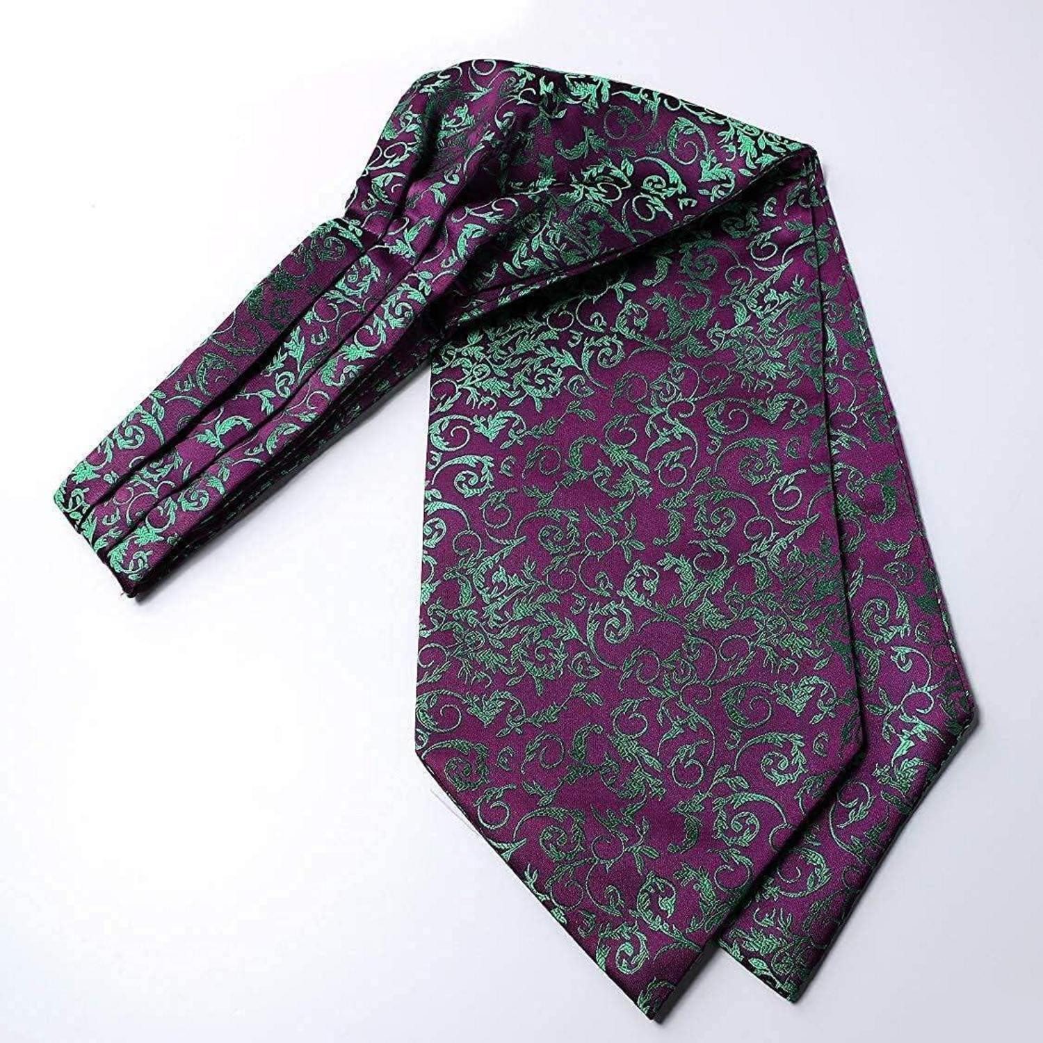 LuxusKollektion Krawatte Krawattenschal Herren Paisley Floral Ascot Grün Lila Einheitsgröße