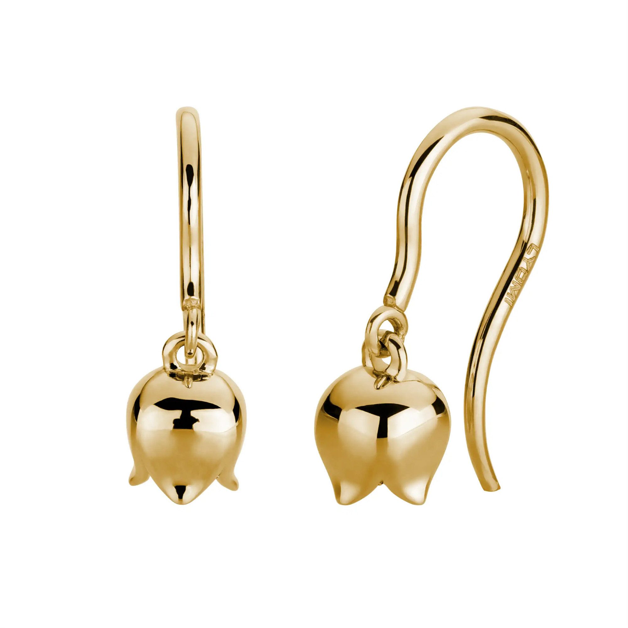 LYOMI Paar Ohrhänger 585/- Gelbgold Blüte 2 synth. Diam. 0,20ct.