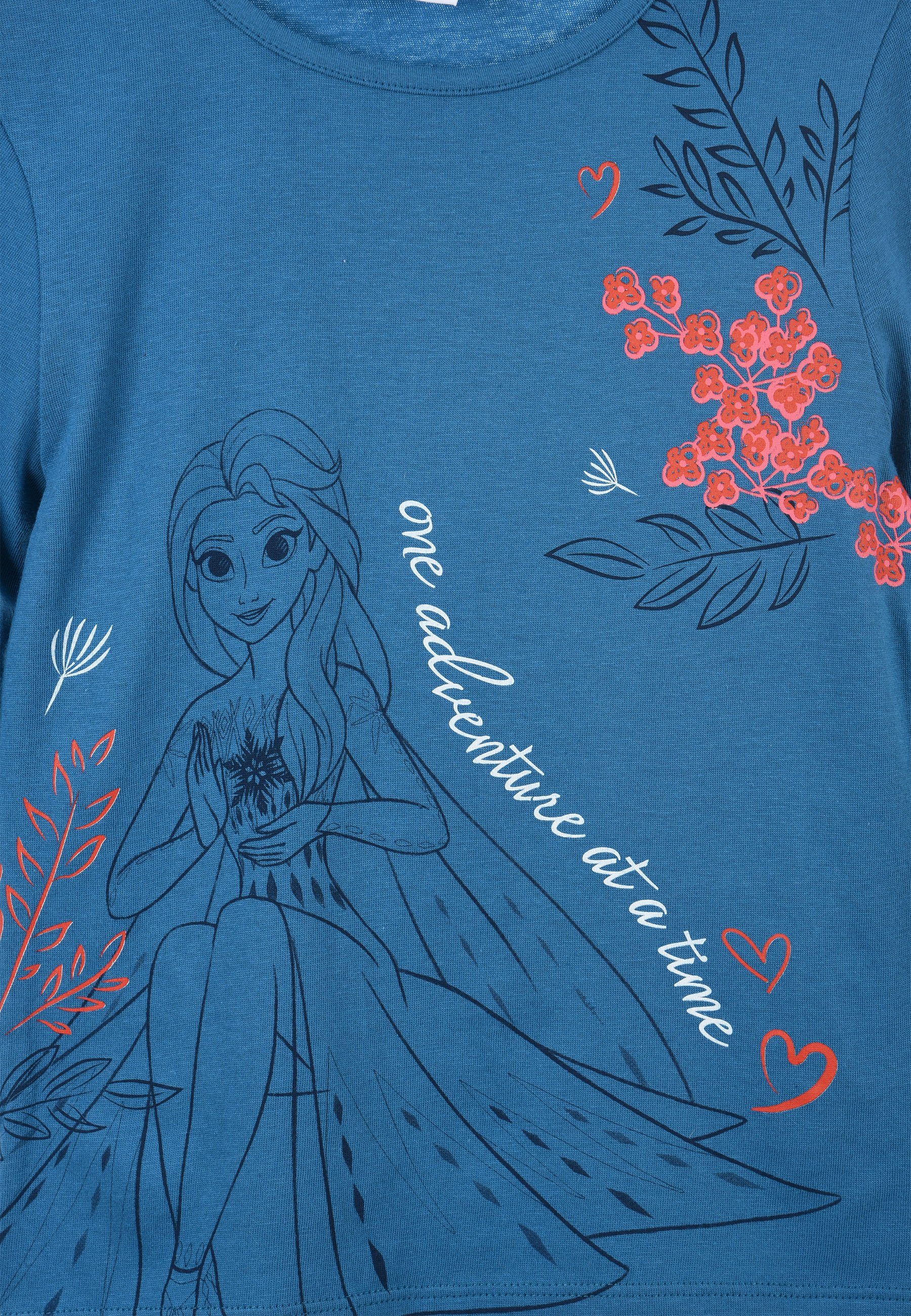 Disney Frozen Langarmshirt Die Eiskönigin Anna Longsleeve T-Shirt und Elsa Langarmshirt Mädchen Blau