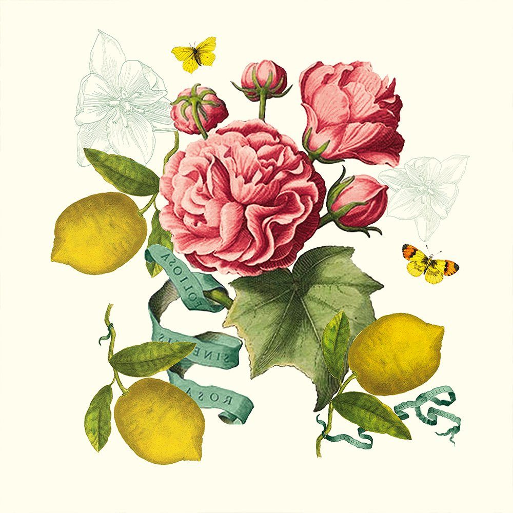 Stoffserviette Servietten (4x Set) Citrons de Menton Romance 45x45 cm