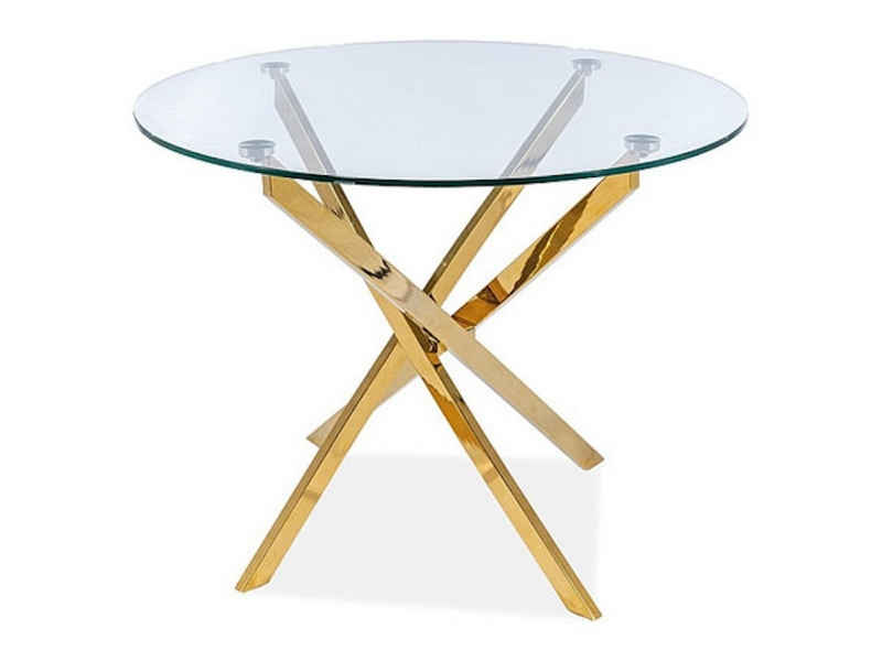 Feldmann-Wohnen Esstisch Agis (moderner, runder Esstisch in einer harmonischen Farbkombination, 1-St., runde Tischplatte, gehärtetes Glas / Metall), B/T/H 90cm / 90cm / 73cm Glas Gold
