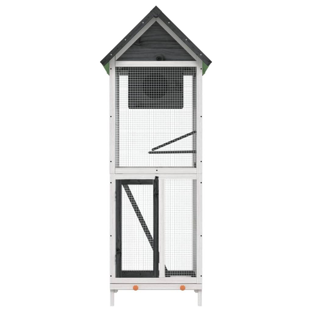vidaXL Voliere, Grau 60x58,5x160 cm Massivholz Kiefer