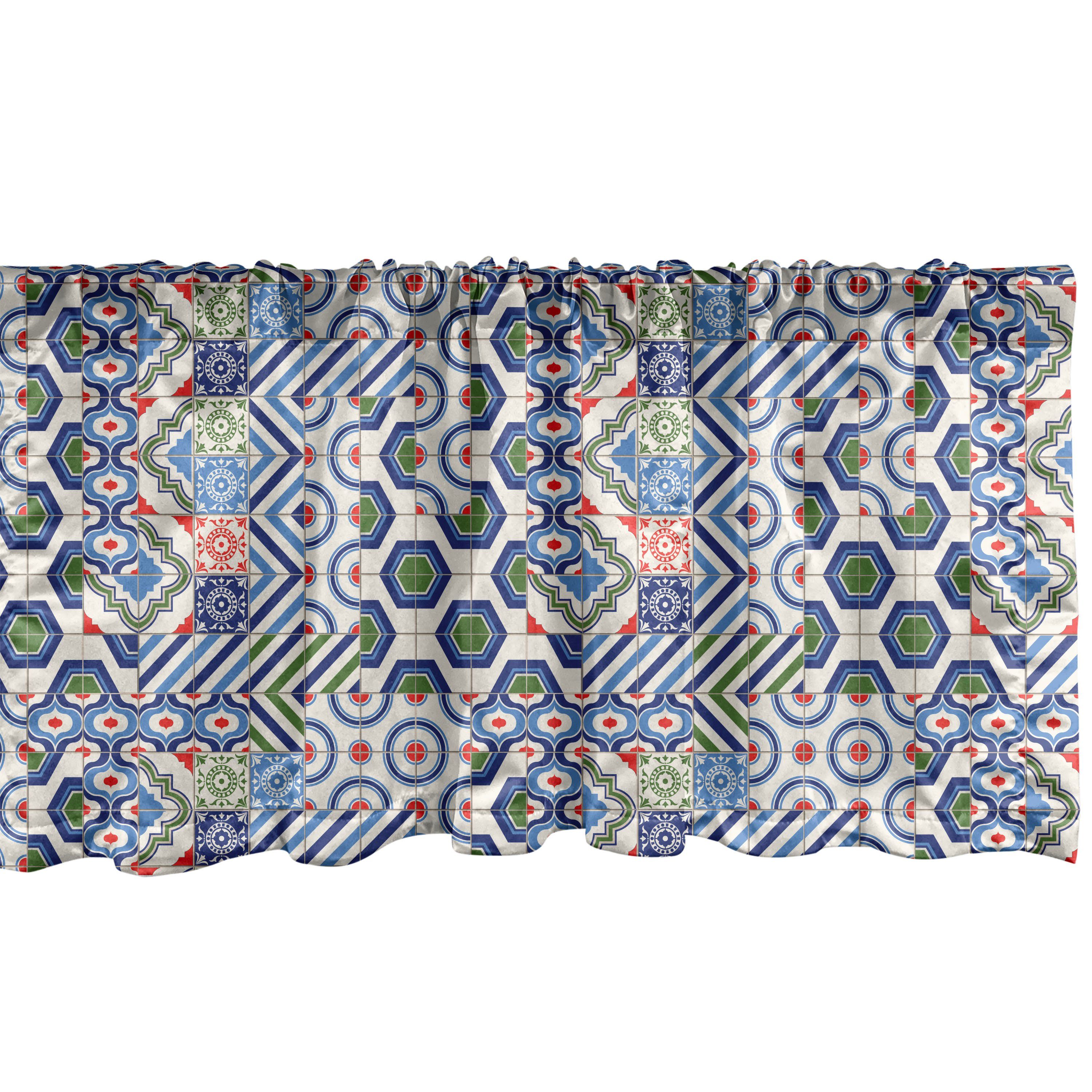 Scheibengardine Vorhang Volant für Küche Schlafzimmer Dekor mit Stangentasche, Abakuhaus, Microfaser, Jahrgang Motive der marokkanischen Design