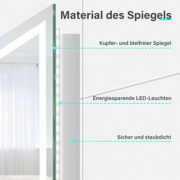 SONNI Badspiegel Badspiegel mit Beleuchtung 50x70cm beschlagfrei Badezimmer, Wandspiegel mit Touch-Schalter Spiegel LED-Beleuchtung Kaltweiß IP44